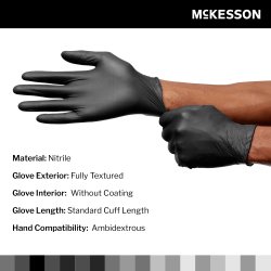 Exam Glove McKesson Confiderm LDC Large NonSterile Nitrile Standard Cuff Length Fully Textured Black Chemo Tested / Fentanyl Tested,Packaging Type- Box