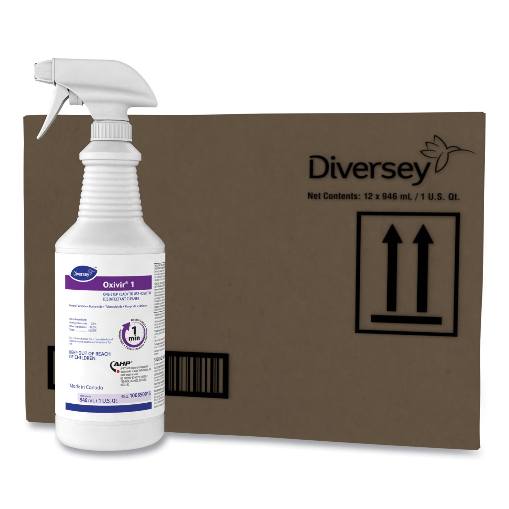 Diversey Oxivir 1 Surface Disinfectant Cleaner Peroxide Based Trigger Spray Liquid 32 oz. Bottle Cherry Almond Scent NonSterile,Packaging Type- Each