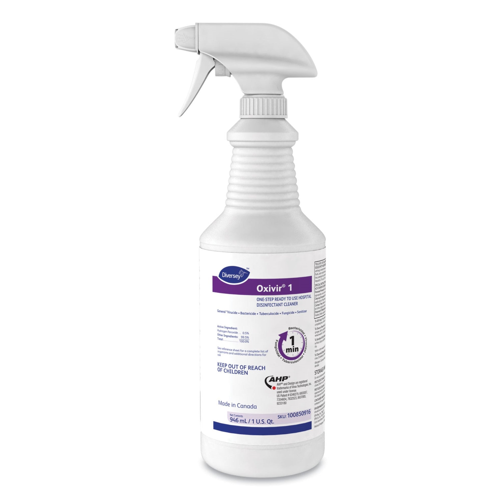 Diversey Oxivir 1 Surface Disinfectant Cleaner Peroxide Based Trigger Spray Liquid 32 oz. Bottle Cherry Almond Scent NonSterile,Packaging Type- Each