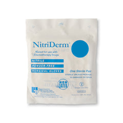 Surgical Glove NitriDerm Size 7.5 Sterile Nitrile Standard Cuff Length Fully Textured White Chemo Tested | 50Pair/Box