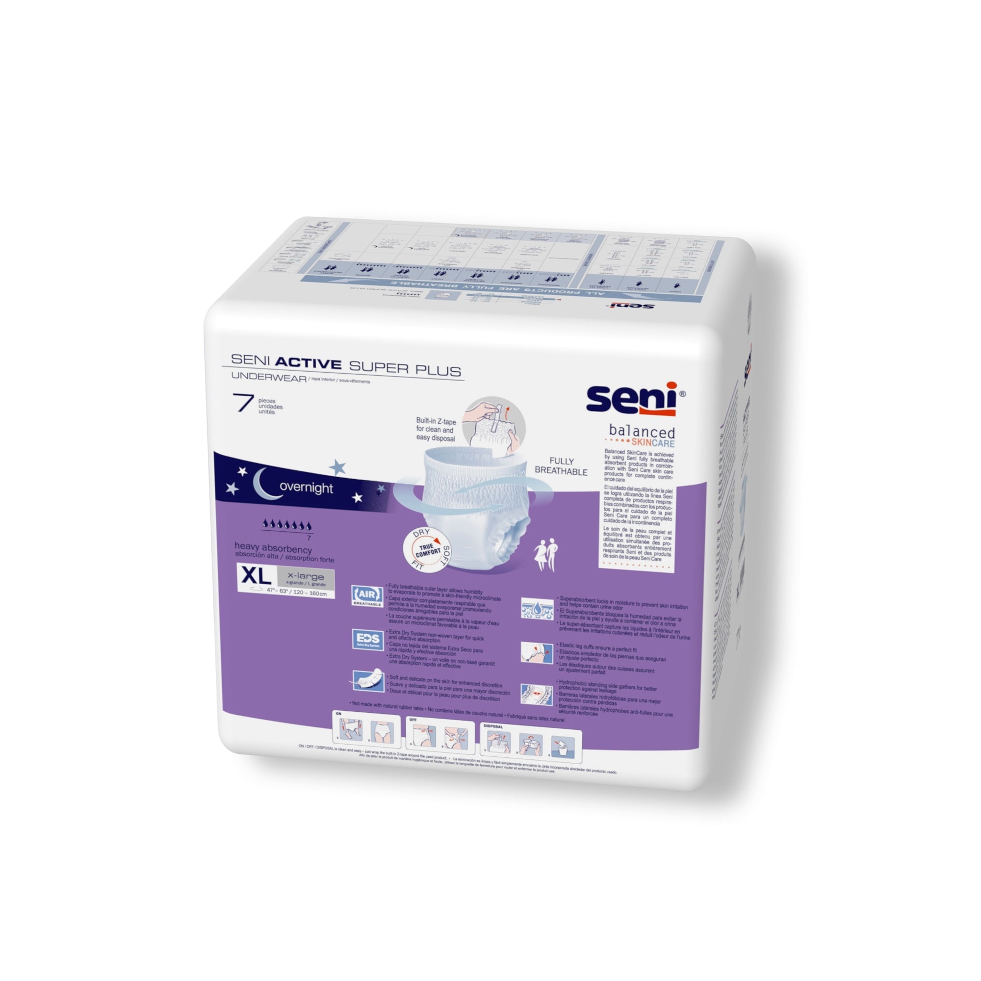 Unisex Adult Absorbent Underwear Seni Active Super Plus Pull On with Tear Away Seams X-Large Disposable Heavy Absorbency, Packaging Type- Case