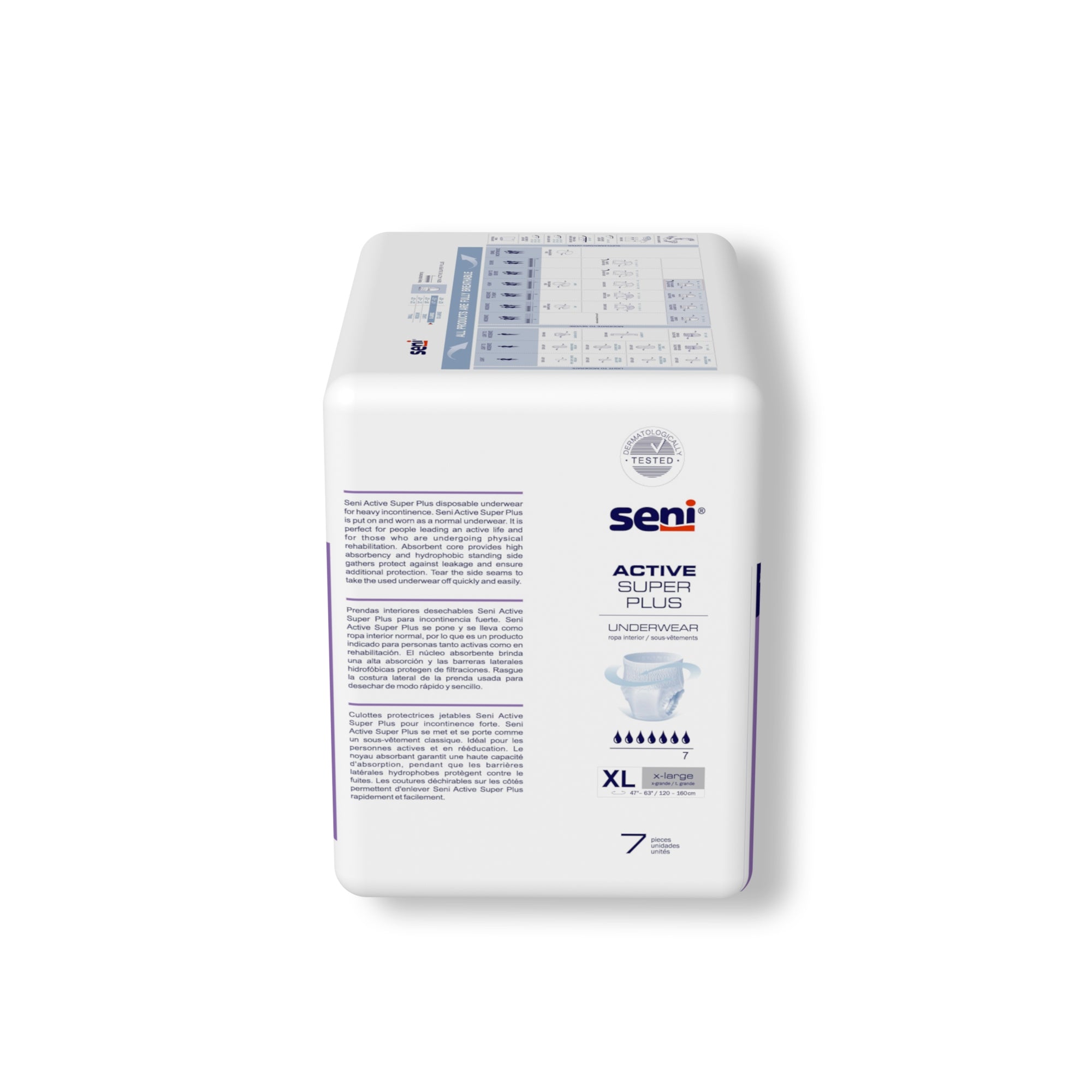Unisex Adult Absorbent Underwear Seni Active Super Plus Pull On with Tear Away Seams X-Large Disposable Heavy Absorbency, Packaging Type- Case