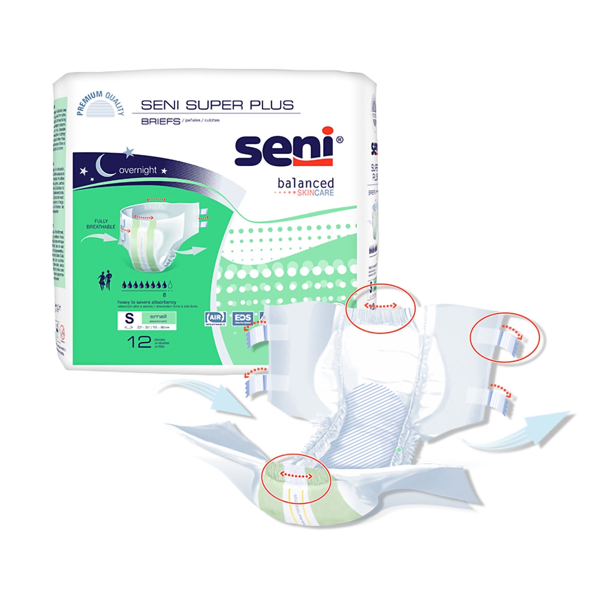 Unisex Adult Incontinence Brief Seni Super Plus Small Disposable Heavy Absorbency, Packaging Type- Case