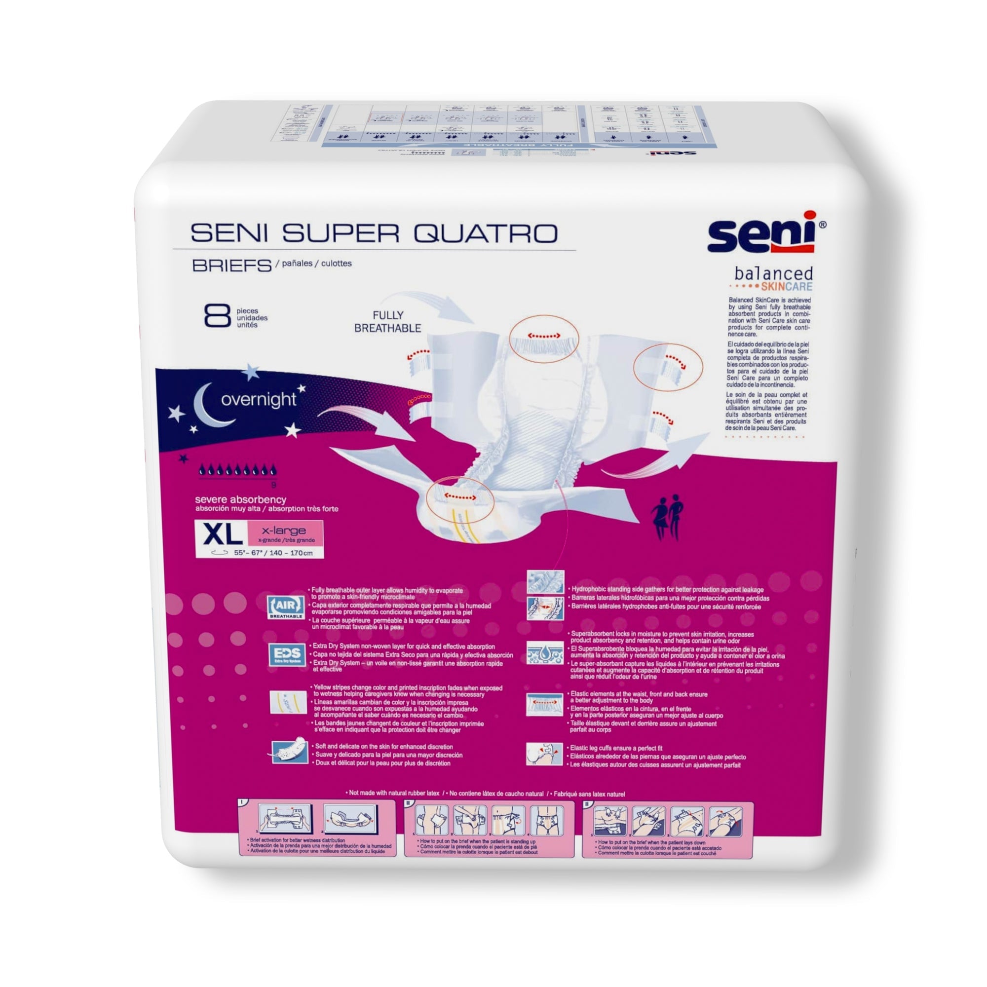 Unisex Adult Incontinence Brief Seni Super Quatro X-Large Disposable Heavy Absorbency, Packaging Type- Case