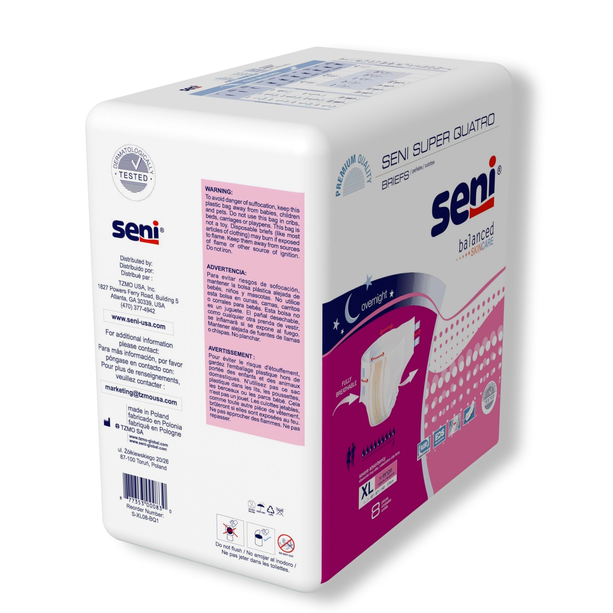 Unisex Adult Incontinence Brief Seni Super Quatro X-Large Disposable Heavy Absorbency, Packaging Type- Case