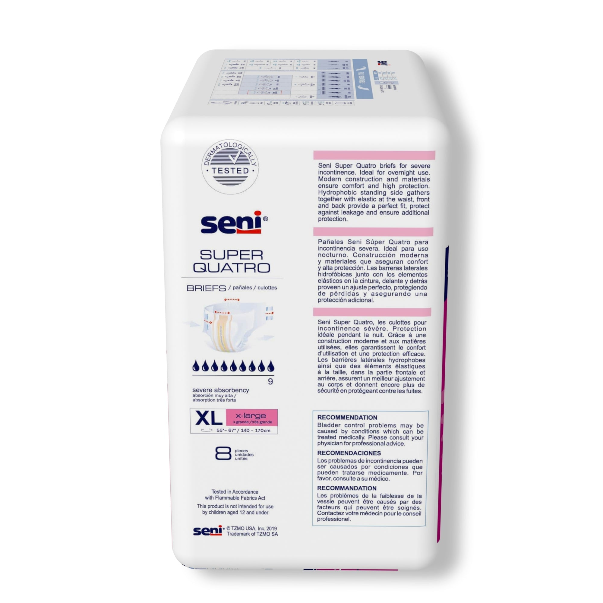 Unisex Adult Incontinence Brief Seni Super Quatro X-Large Disposable Heavy Absorbency, Packaging Type- Case