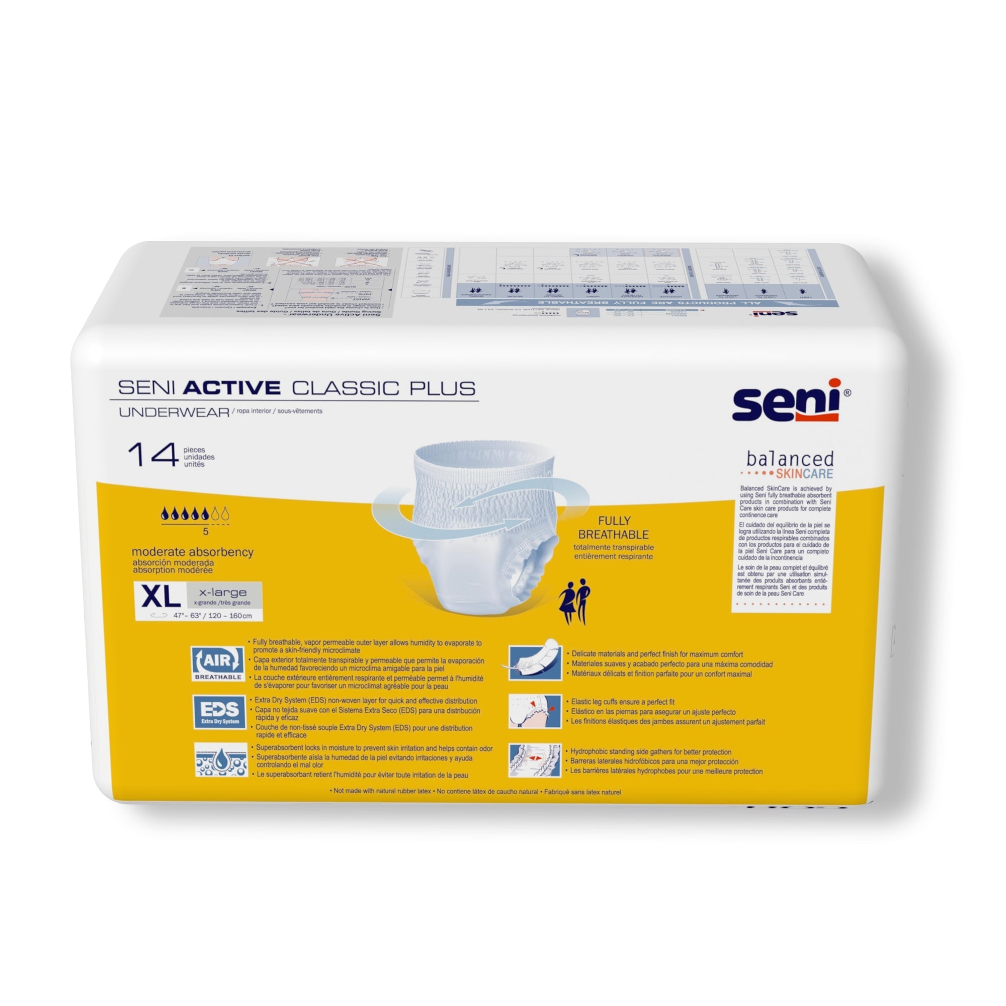 Unisex Adult Absorbent Underwear Seni Active Classic Plus Pull On with Tear Away Seams X-Large Disposable Moderate Absorbency, Packaging Type- Case
