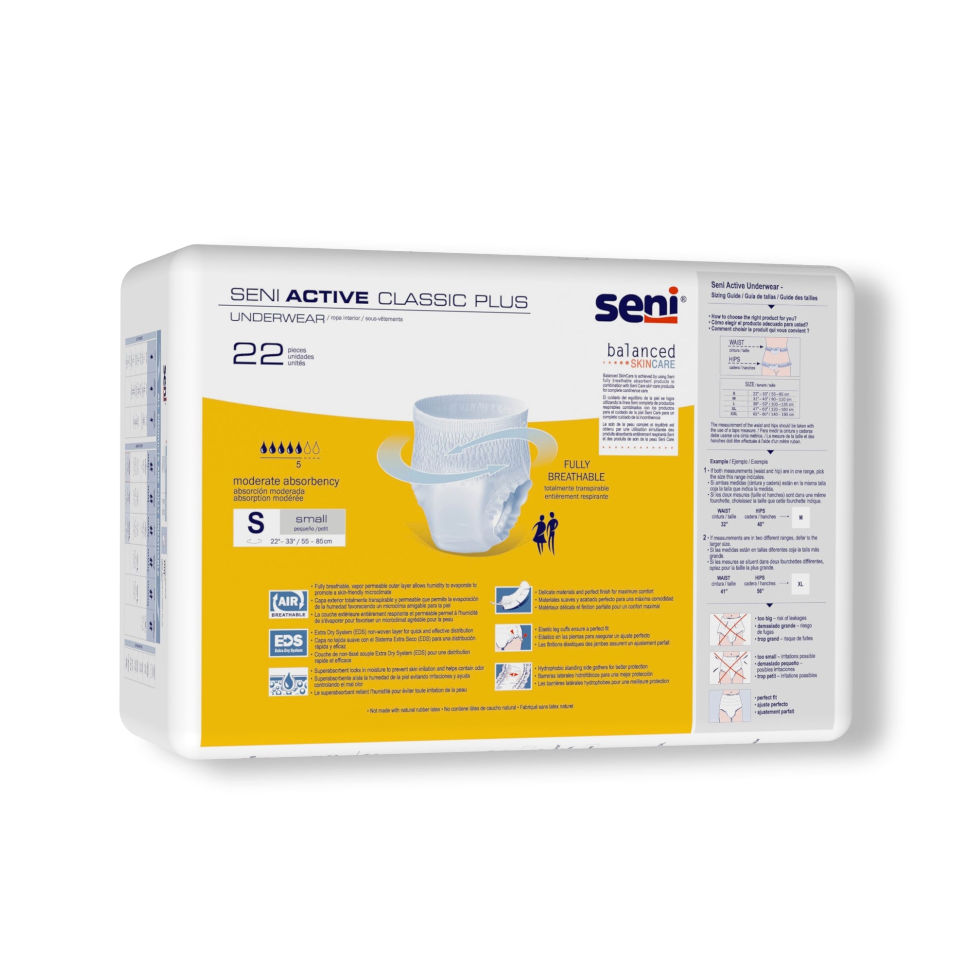 Unisex Adult Absorbent Underwear Seni Active Classic Plus Pull On with Tear Away Seams Small Disposable Moderate Absorbency, Packaging Type- Case