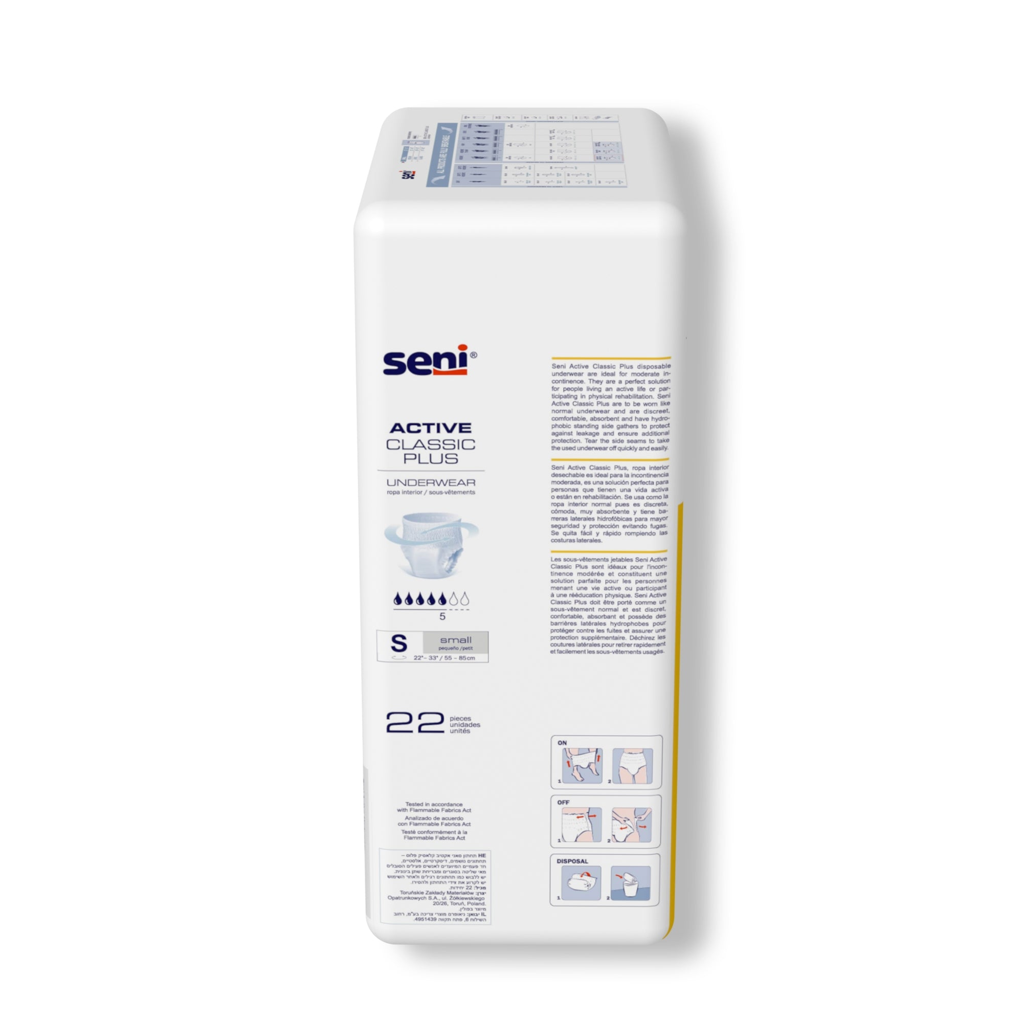 Unisex Adult Absorbent Underwear Seni Active Classic Plus Pull On with Tear Away Seams Small Disposable Moderate Absorbency, Packaging Type- Case