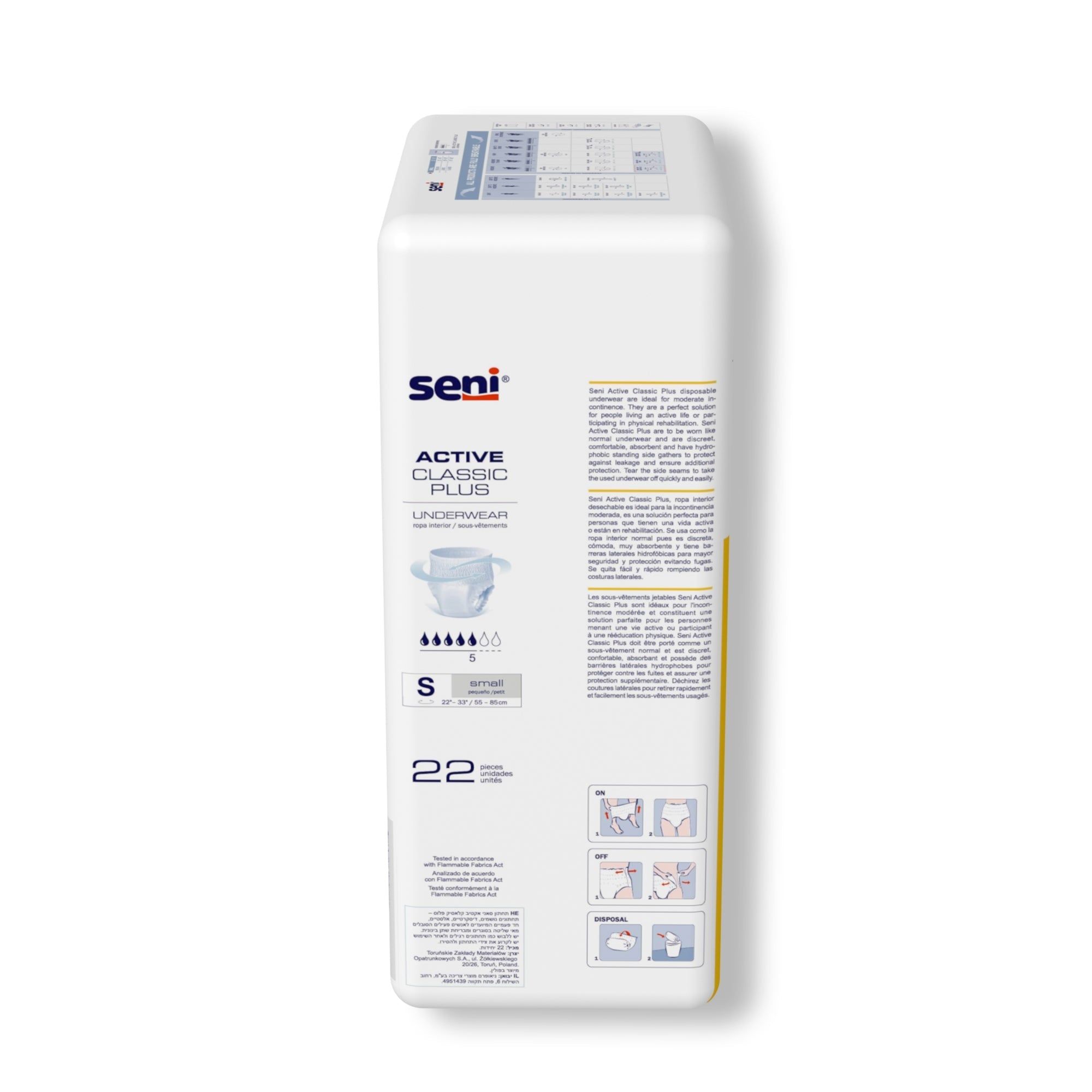 Unisex Adult Absorbent Underwear Seni Active Classic Plus Pull On with Tear Away Seams Small Disposable Moderate Absorbency, Packaging Type- Case