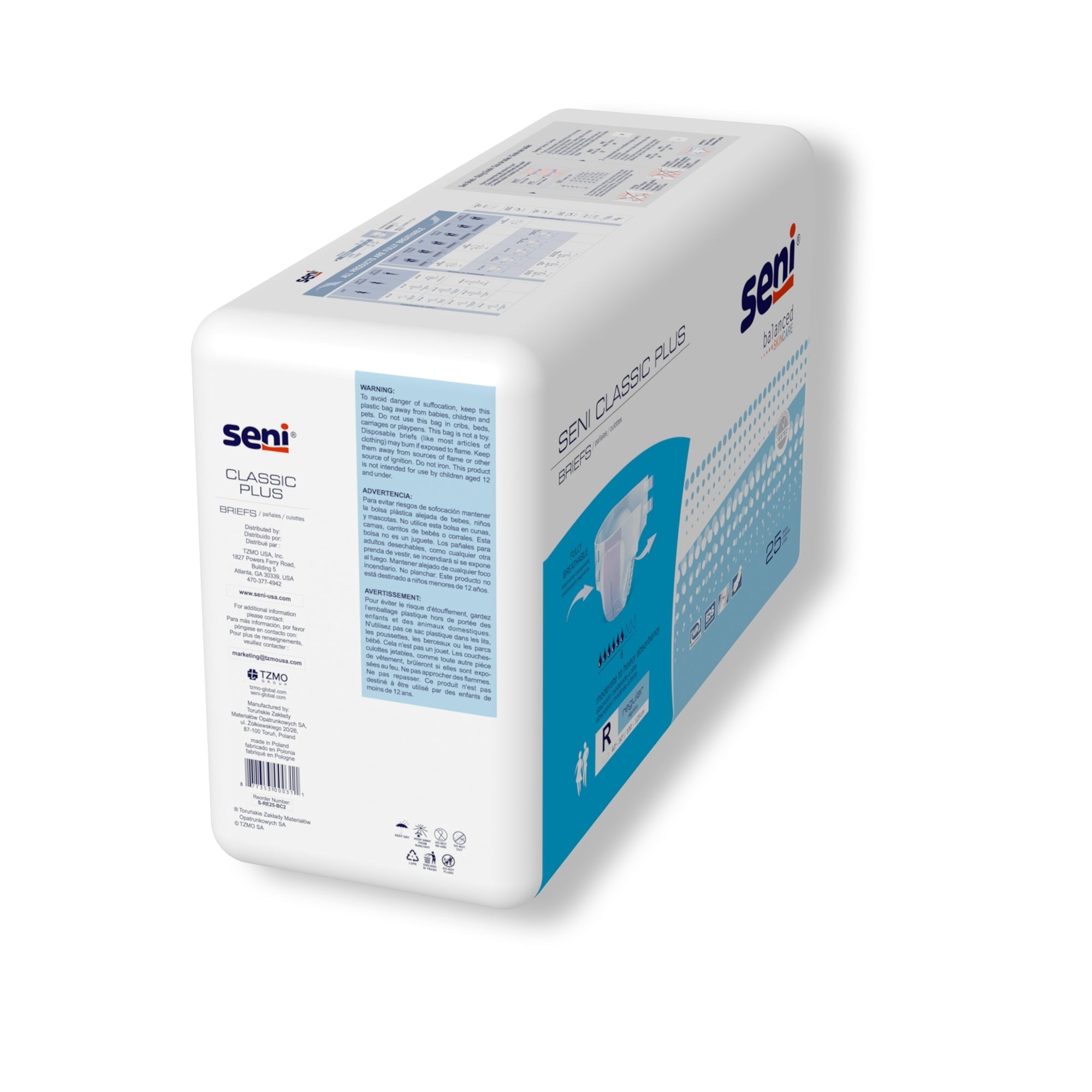 Unisex Adult Incontinence Brief Seni Classic Plus Regular Disposable Moderate Absorbency, Packaging Type- Case