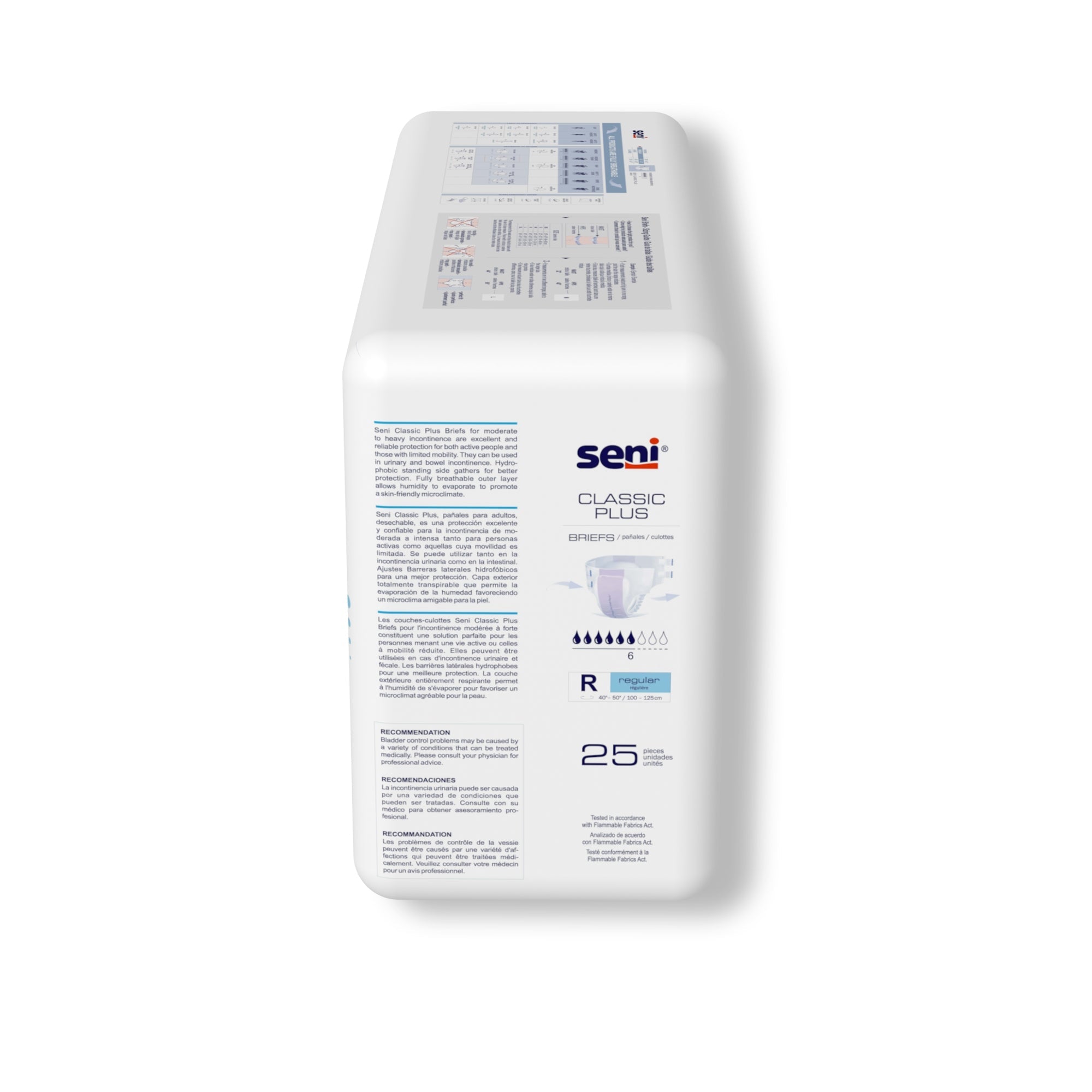 Unisex Adult Incontinence Brief Seni Classic Plus Regular Disposable Moderate Absorbency, Packaging Type- Case