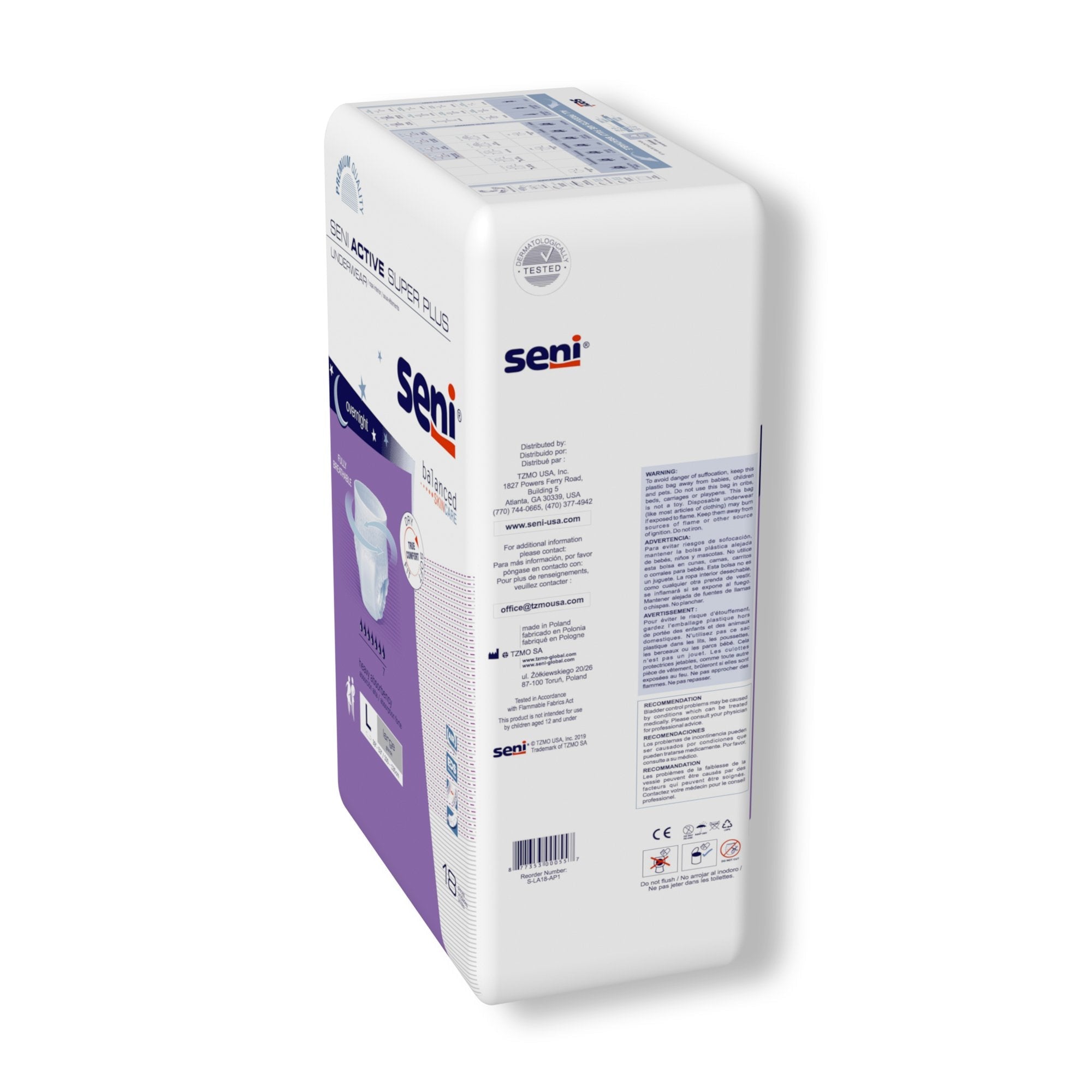 Unisex Adult Absorbent Underwear Seni Active Super Plus Pull On with Tear Away Seams Large Disposable Heavy Absorbency, Packaging Type- Case