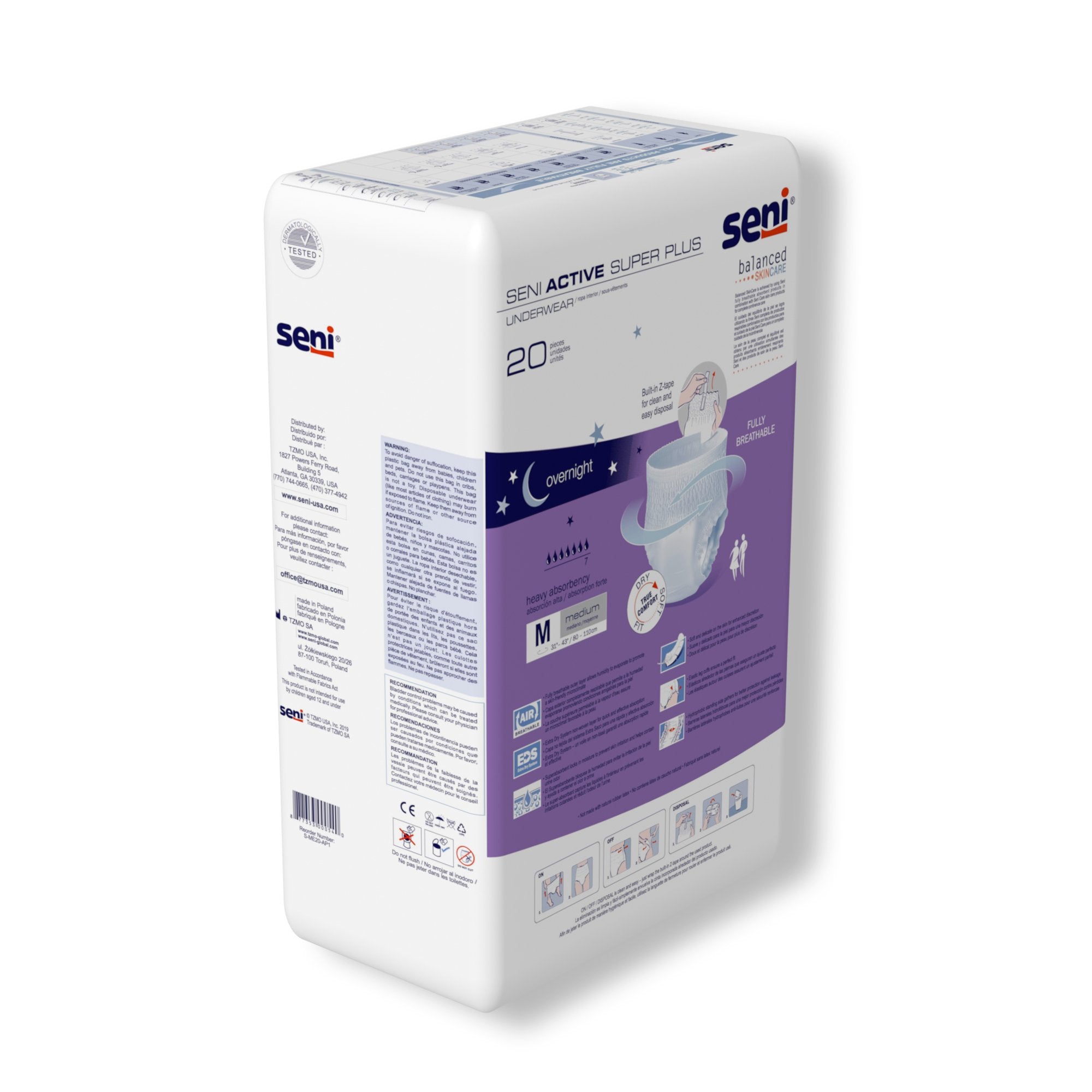 Unisex Adult Absorbent Underwear Seni Active Super Plus Pull On with Tear Away Seams Medium Disposable Heavy Absorbency, Packaging Type- Case
