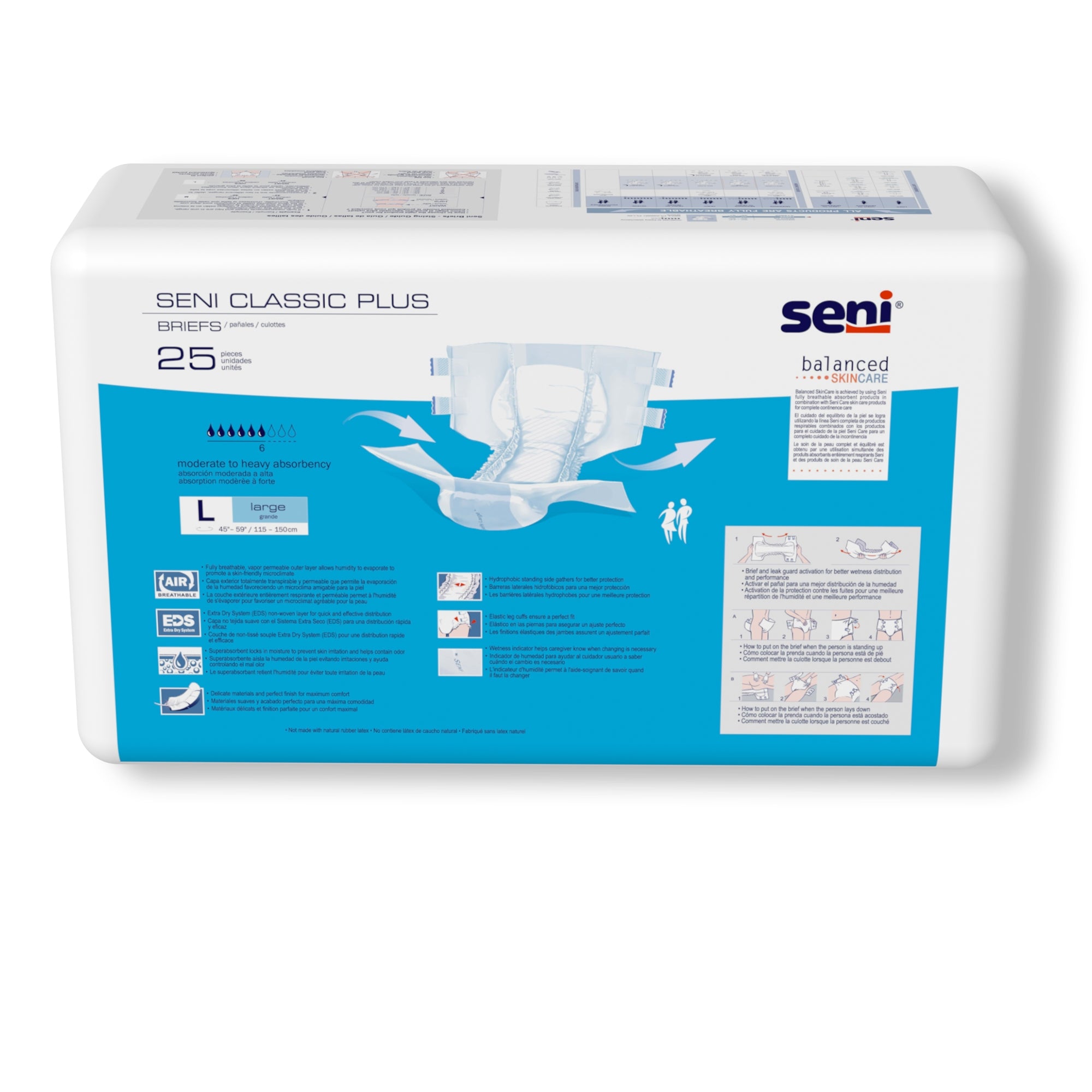 Unisex Adult Incontinence Brief Seni Classic Plus Large Disposable Moderate Absorbency, Packaging Type- Case