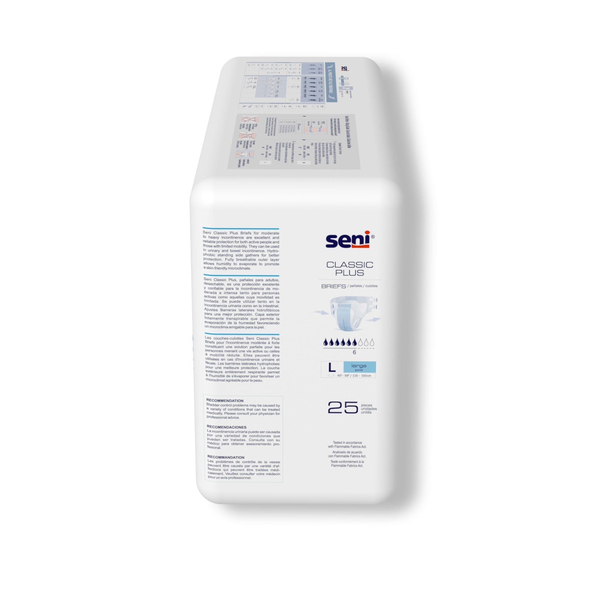 Unisex Adult Incontinence Brief Seni Classic Plus Large Disposable Moderate Absorbency, Packaging Type- Case