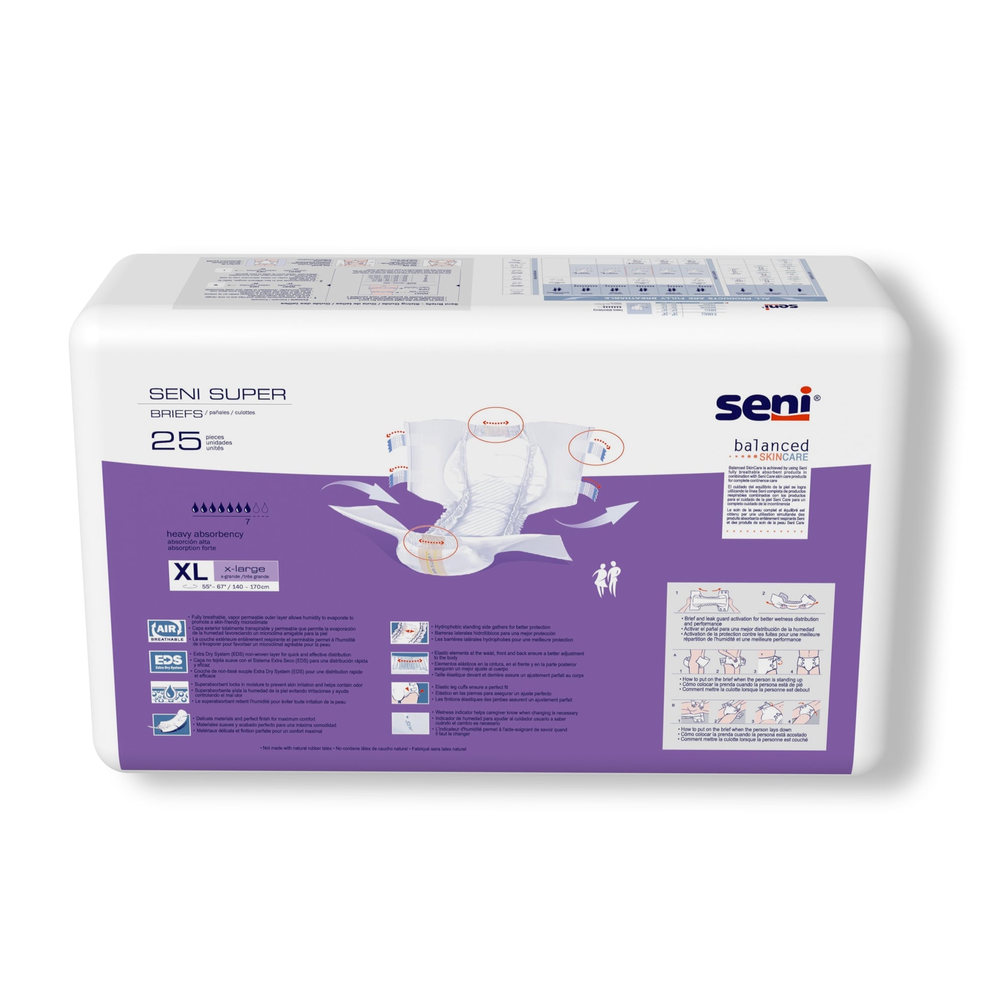 Pañal desechable para incontinencia unisex para adultos Seni Super XL, de alta absorción. Tipo de embalaje: caja.