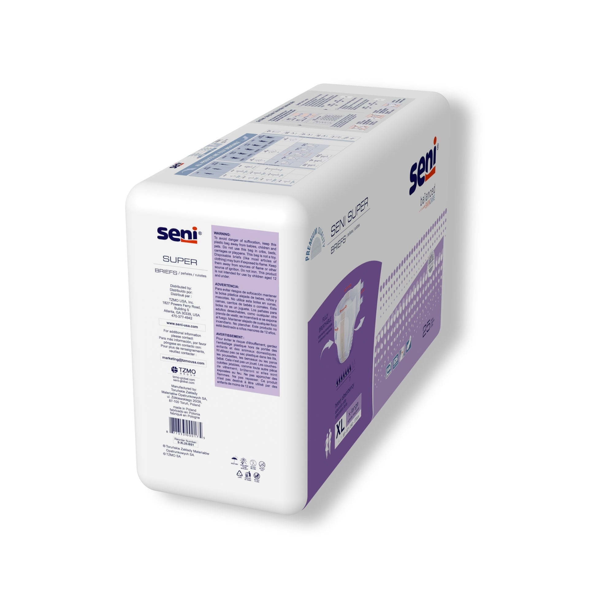Pañal desechable para incontinencia unisex para adultos Seni Super XL, de alta absorción. Tipo de embalaje: caja.