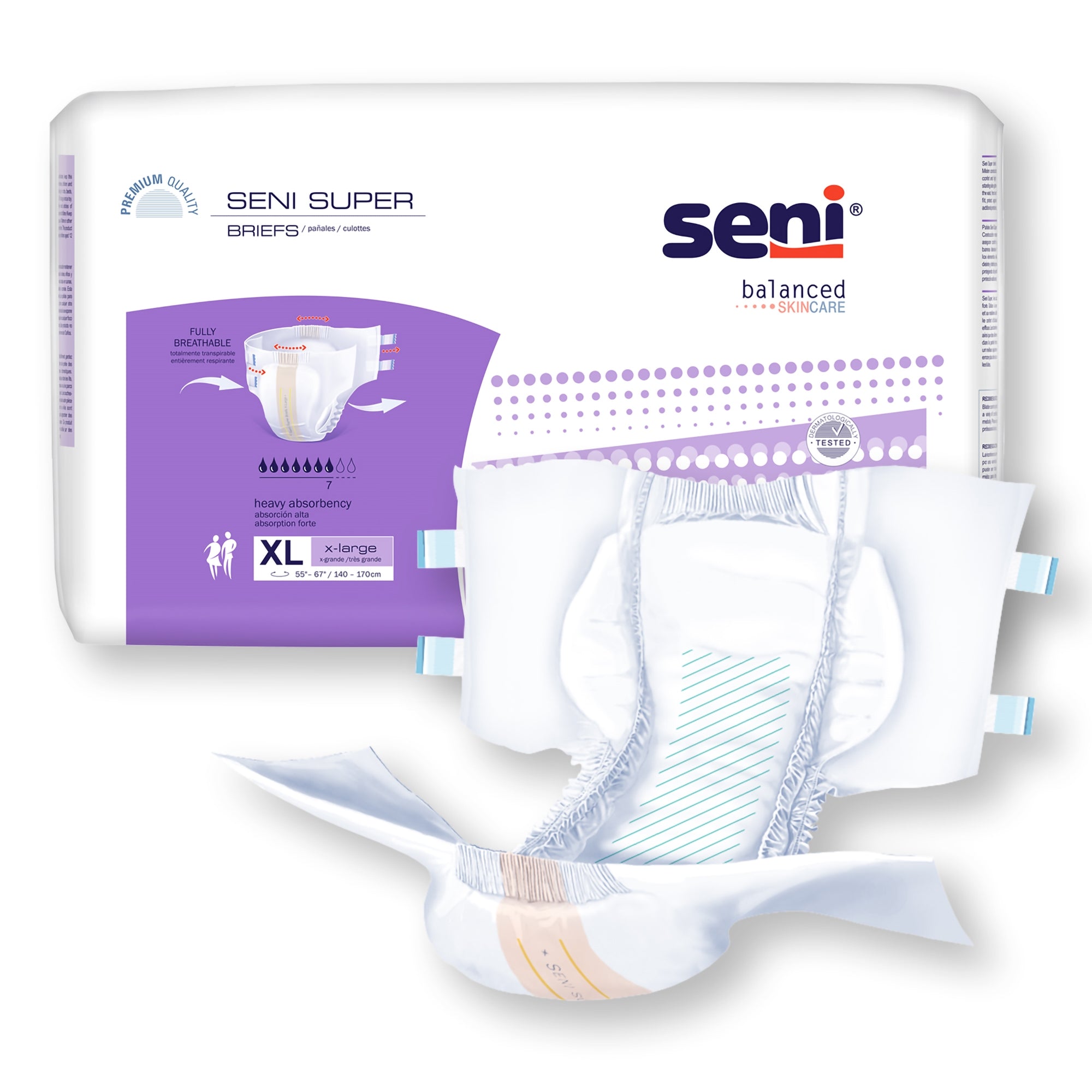 Pañal desechable para incontinencia unisex para adultos Seni Super XL, de alta absorción. Tipo de embalaje: caja.