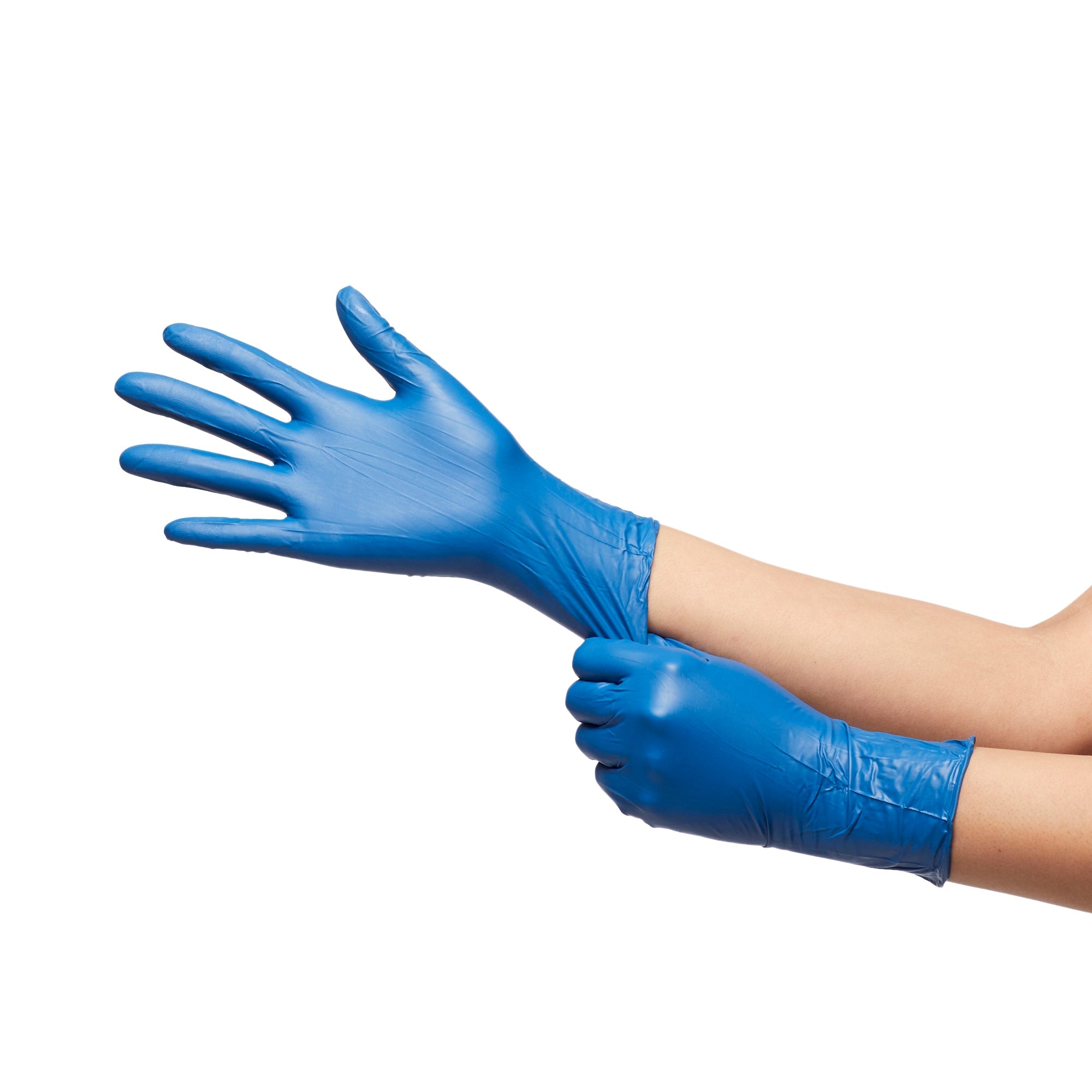 exam glove mckesson confiderm 6 8c small nonsterile nitrile standard cuff length textured fingertips blue chemo tested fentanyl tested packaging type box