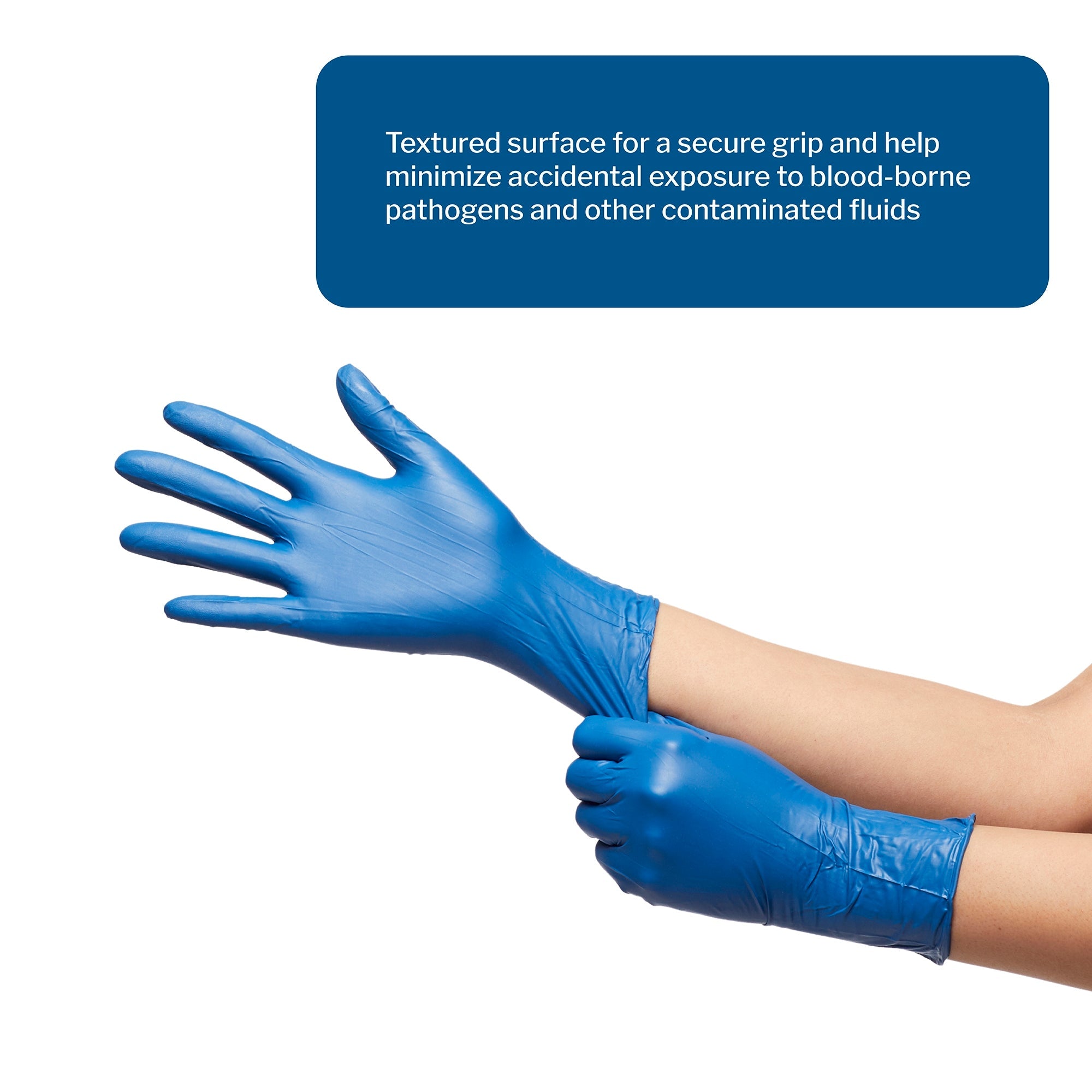 exam glove mckesson confiderm 6 8c small nonsterile nitrile standard cuff length textured fingertips blue chemo tested fentanyl tested packaging type box