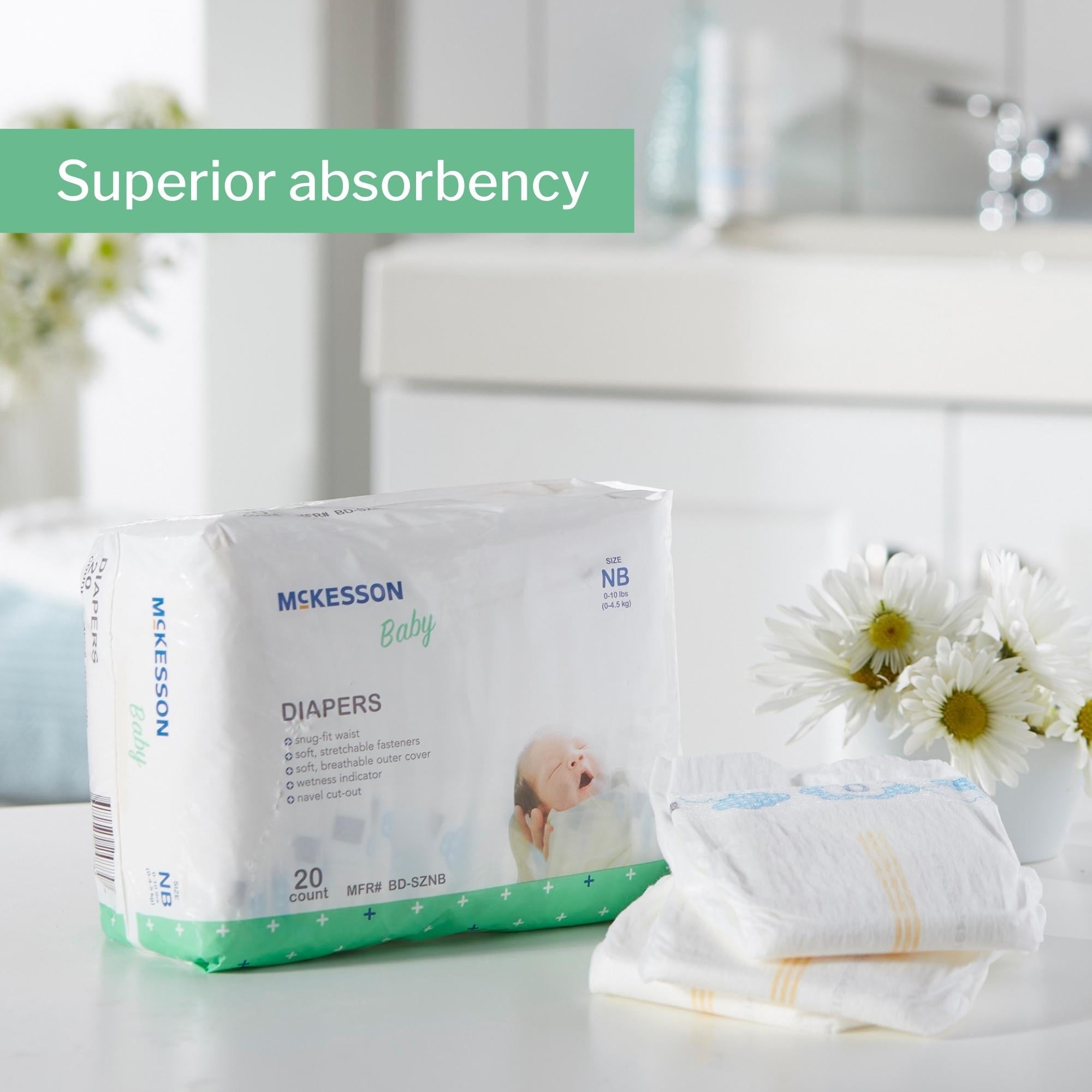 Unisex Baby Diaper McKesson Newborn Disposable Heavy Absorbency, Packaging Type- Case