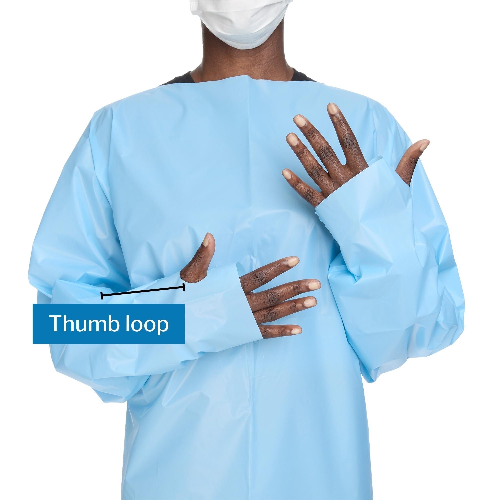 Protective Procedure Gown McKesson One Size Fits Most Blue NonSterile AAMI Level 2 Disposable, Packaging Type- Case