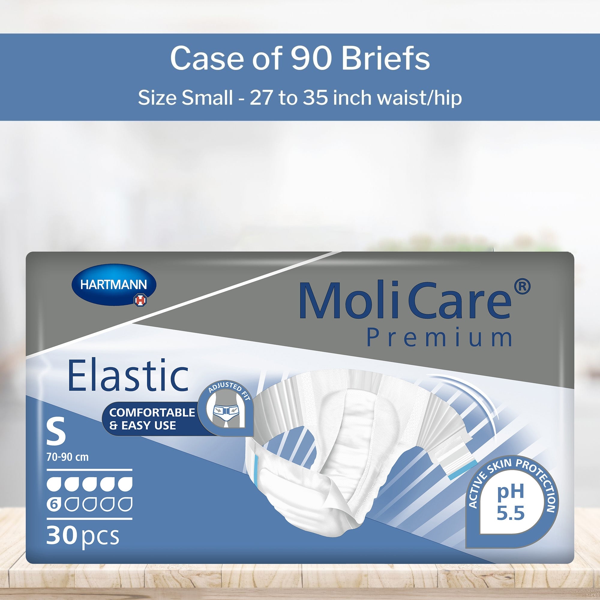 Unisex Adult Incontinence Brief MoliCare Premium Elastic 6D Small Disposable Moderate Absorbency, Packaging Type- Case