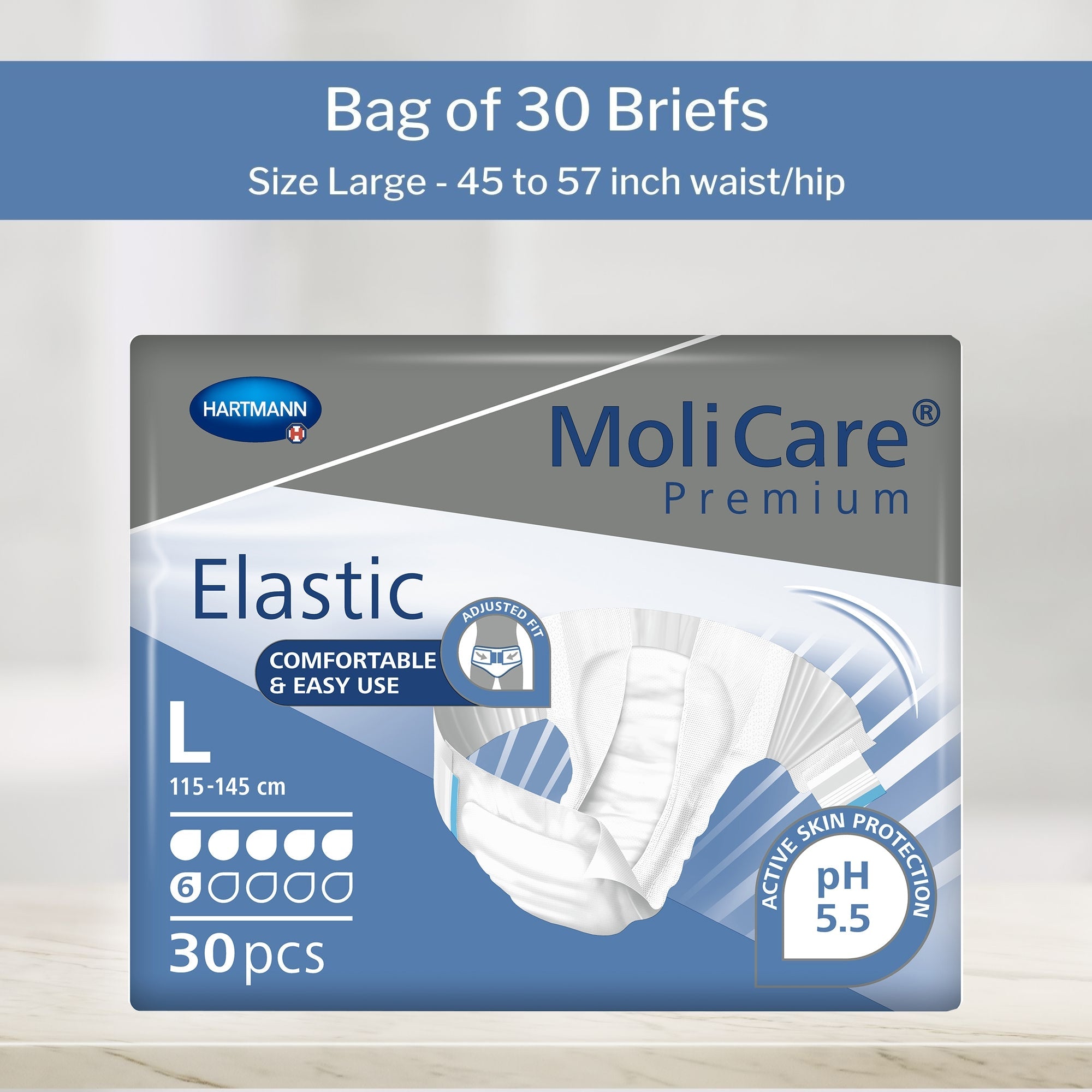 Unisex Adult Incontinence Brief MoliCare Premium Elastic 6D Large Disposable Moderate Absorbency, Packaging Type- Case