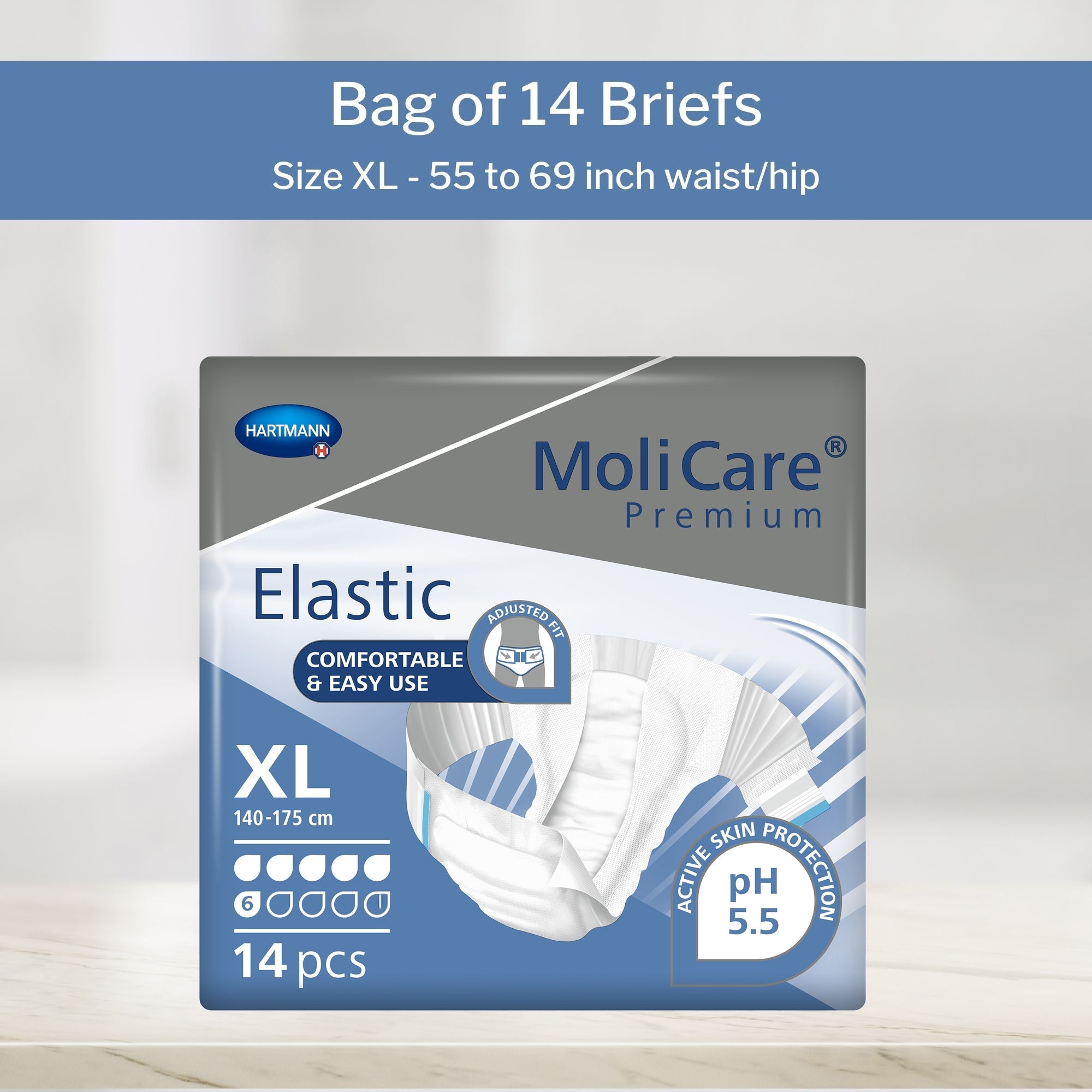 Unisex Adult Incontinence Brief MoliCare Premium Elastic 6D X-Large Disposable Moderate Absorbency, Packaging Type- Case