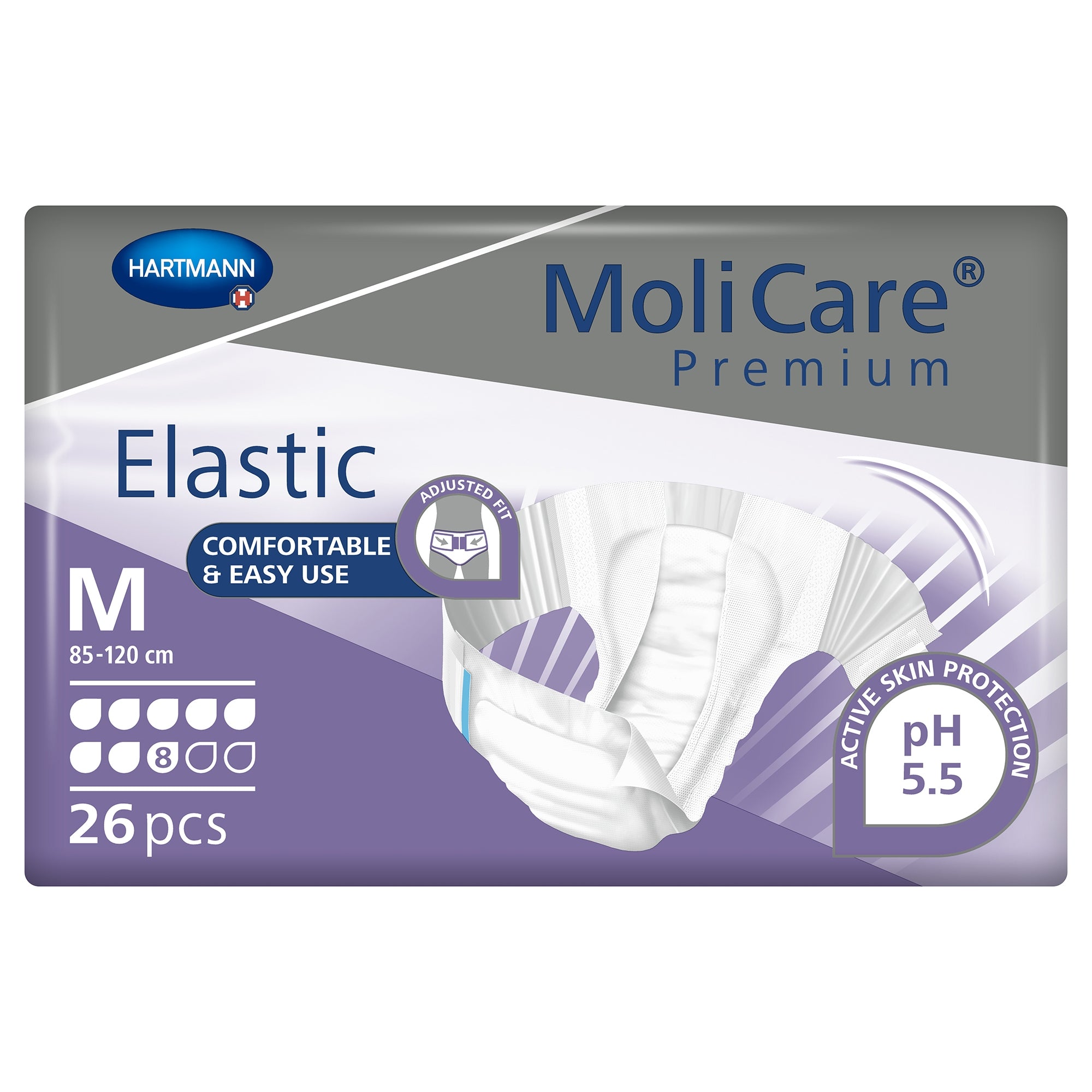Unisex Adult Incontinence Brief MoliCare Premium Elastic 8D Medium Disposable Heavy Absorbency, Packaging Type- Case