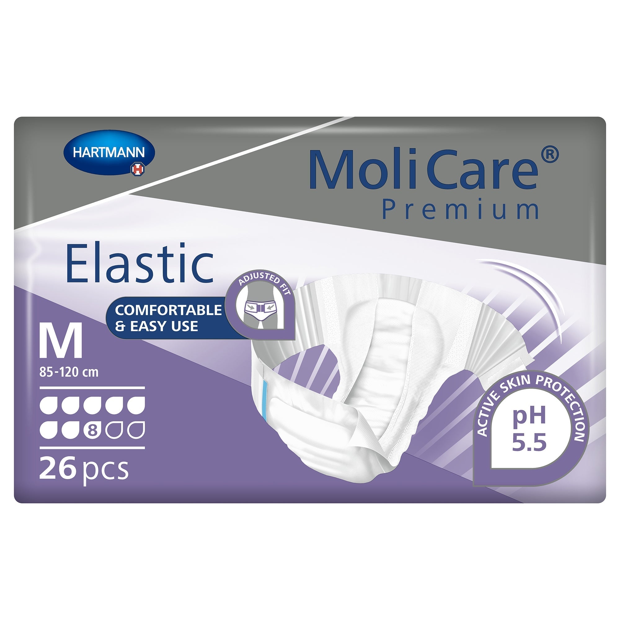 Unisex Adult Incontinence Brief MoliCare Premium Elastic 8D Medium Disposable Heavy Absorbency, Packaging Type- Case
