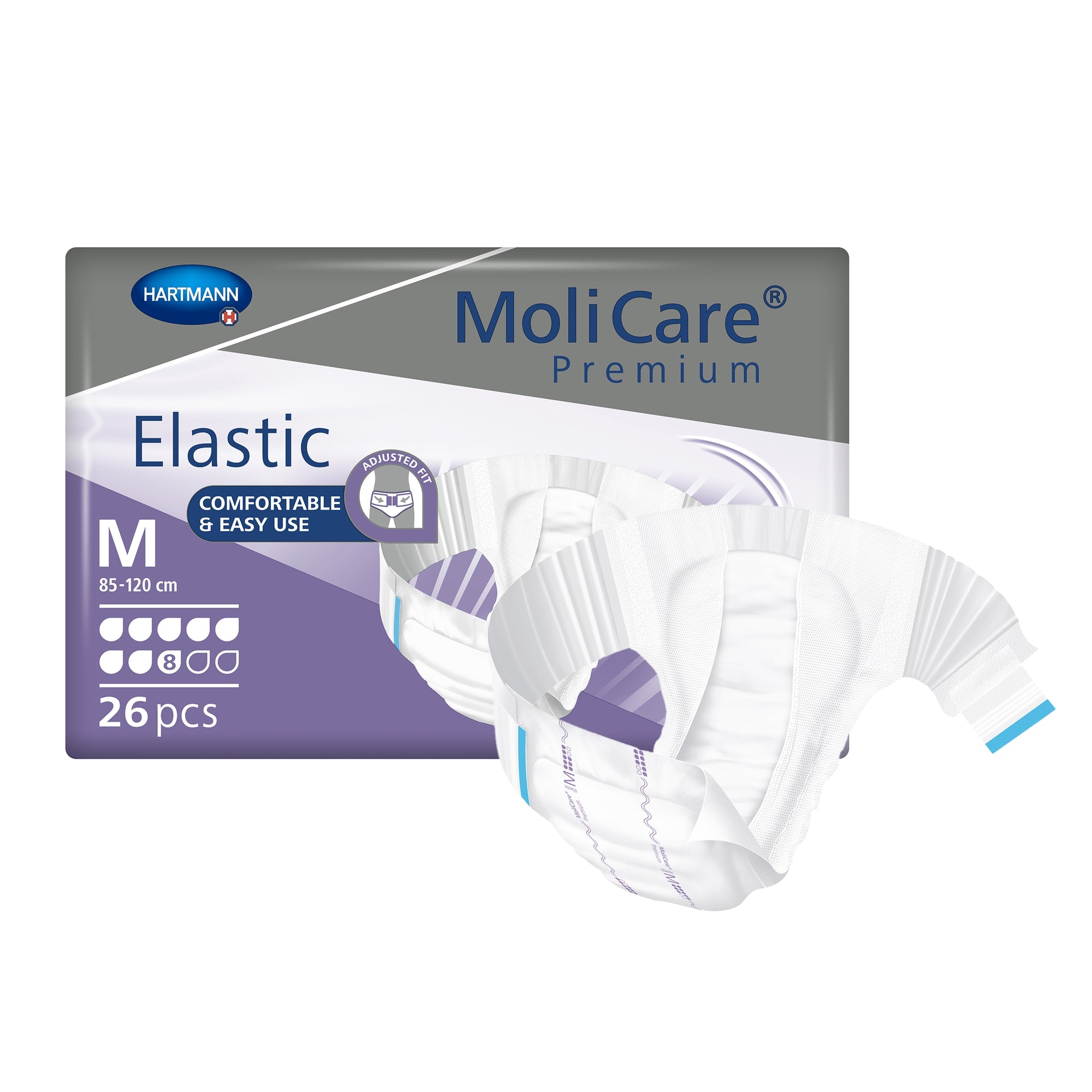 Unisex Adult Incontinence Brief MoliCare Premium Elastic 8D Medium Disposable Heavy Absorbency, Packaging Type- Case