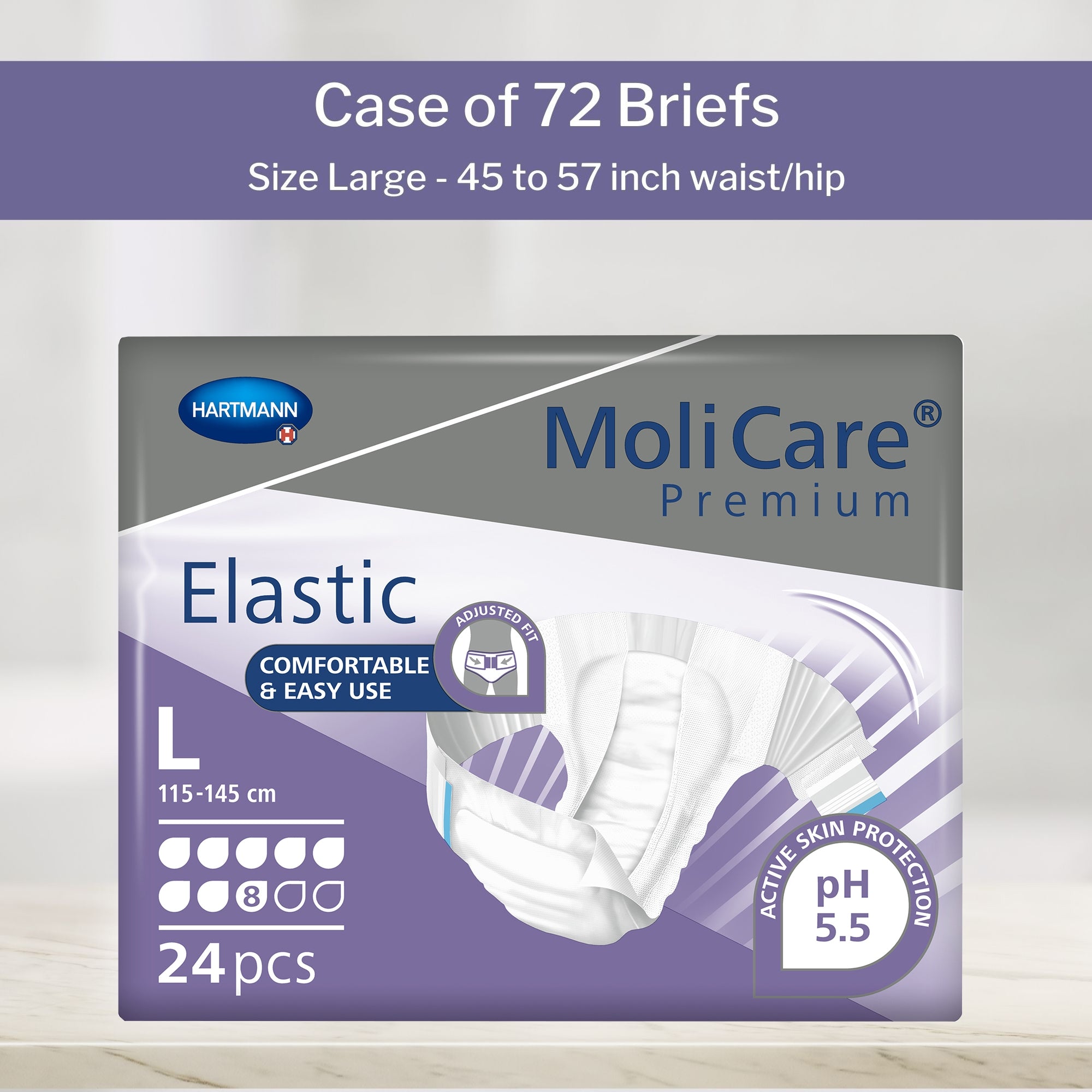 Unisex Adult Incontinence Brief MoliCare Premium Elastic 8D Large Disposable Heavy Absorbency, Packaging Type- Case