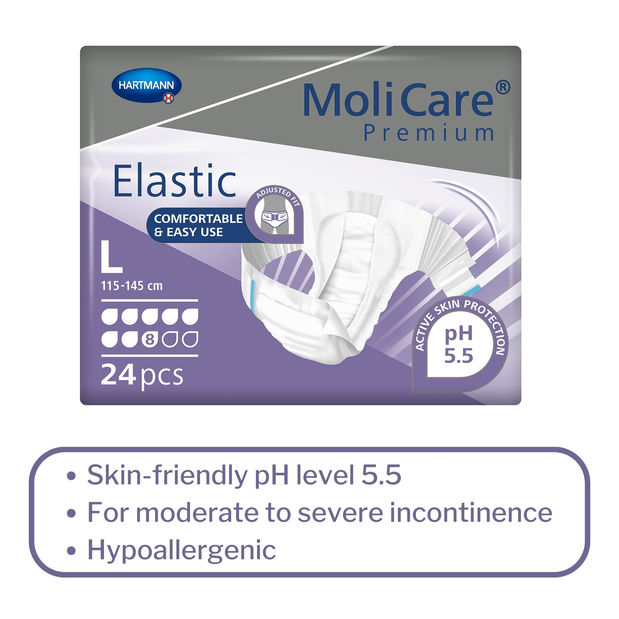 Unisex Adult Incontinence Brief MoliCare Premium Elastic 8D Large Disposable Heavy Absorbency, Packaging Type- Case