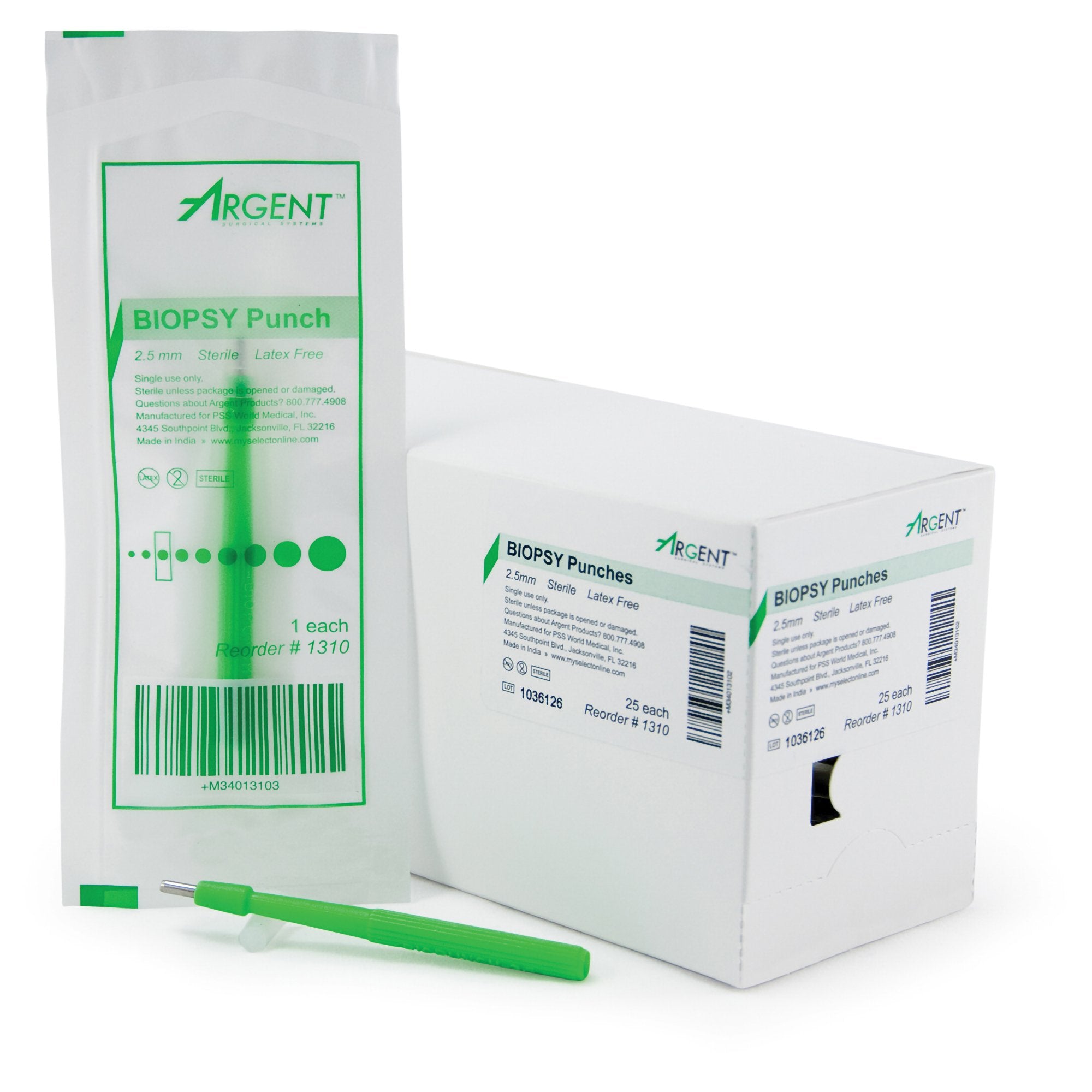 Biopsy Punch McKesson Argent Dermal 2.5 mm, Packaging Type- Box