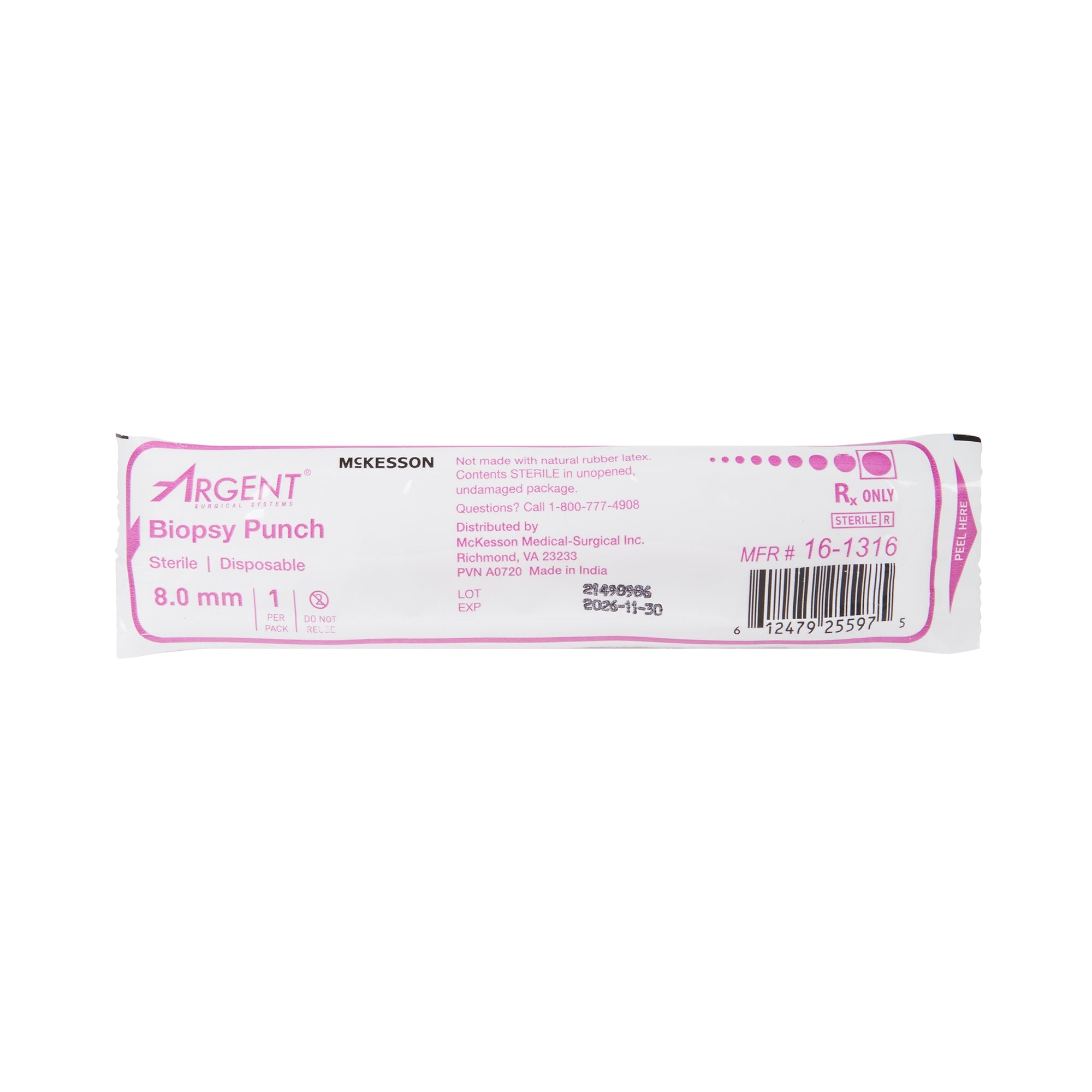Biopsy Punch McKesson Argent Dermal 8 mm,Packaging Type- Box