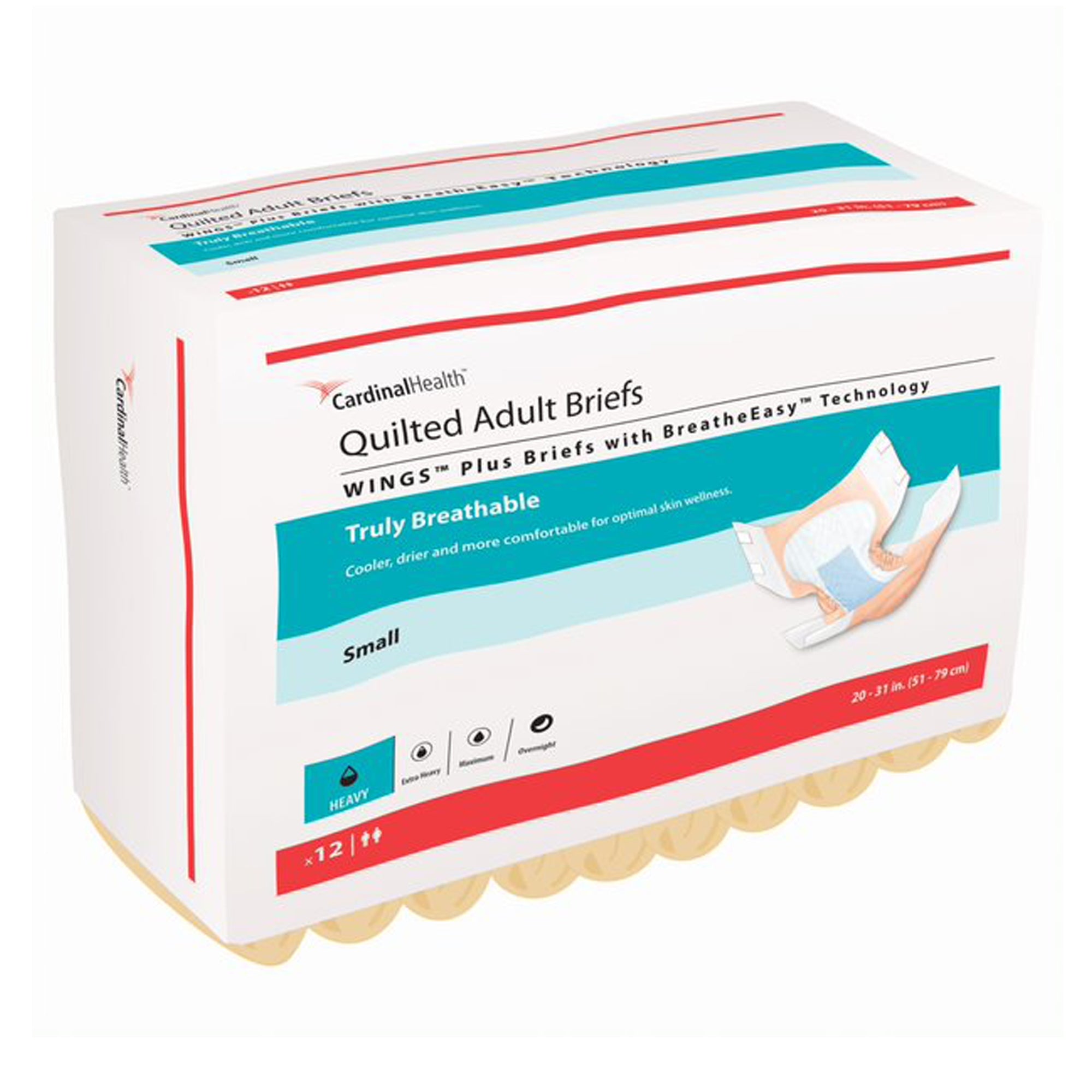 Unisex Adult Incontinence Brief Wings Quilted Plus with BreatheEasy Technology Small Disposable Heavy Absorbency, Packaging Type- Case