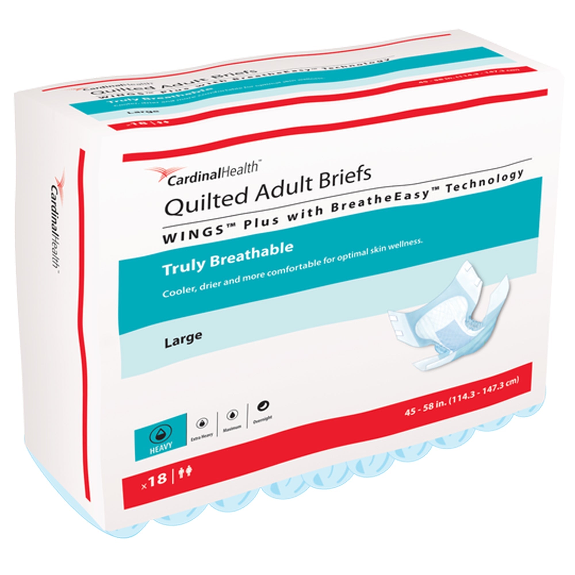 Unisex Adult Incontinence Brief Wings Quilted Plus with BreatheEasy Technology Large Disposable Heavy Absorbency, Packaging Type- Case