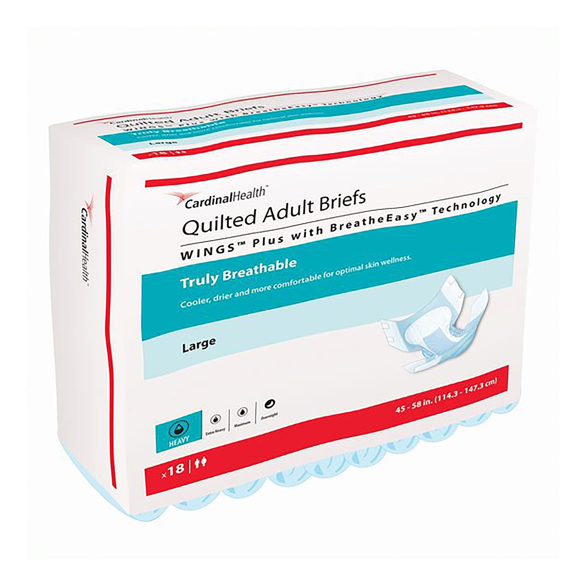 Unisex Adult Incontinence Brief Wings Quilted Plus with BreatheEasy Technology X-Large Disposable Heavy Absorbency, Packaging Type- Case
