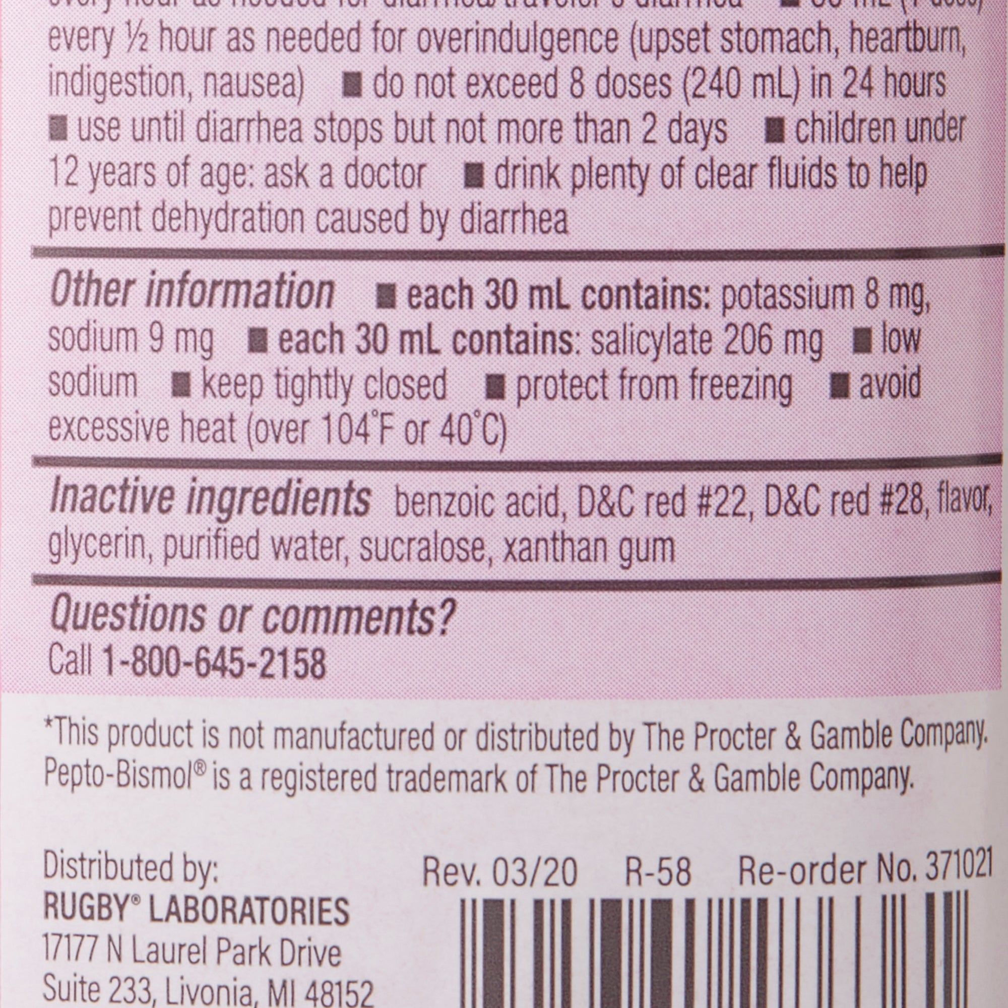 rugby bismuth subsalicylate anti diarrheal 8 ounce bottle 0 anti diarrheal mk1178881ea