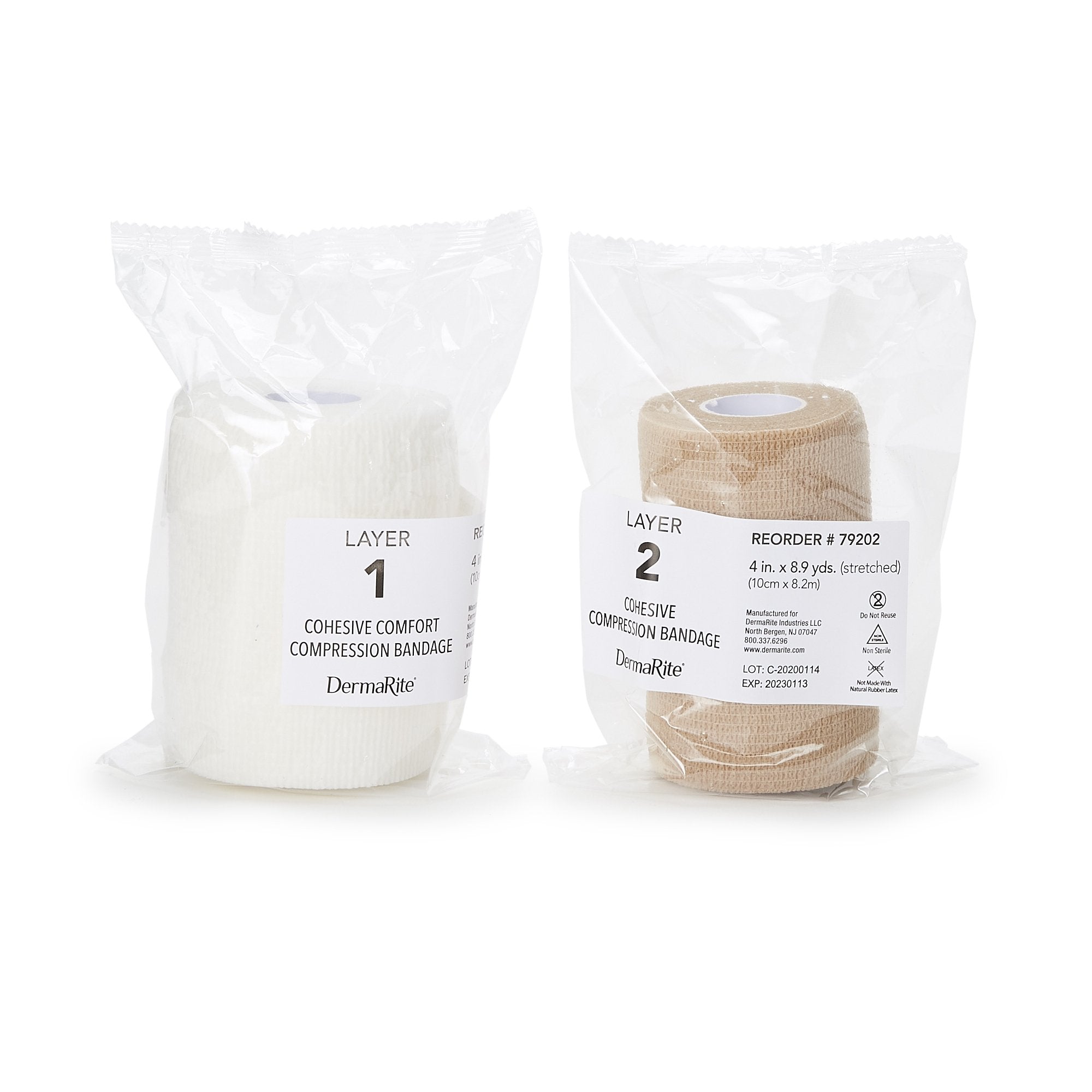 2 Layer Compression Bandage System FlexPress2 4 Inch X 7-1/10 Yard / 4 Inch X 8-9/10 Yard Self-Adherent Closure Tan / White NonSterile Standard Compression,Packaging Type- Each