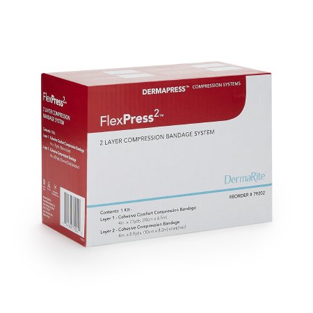 2 Layer Compression Bandage System FlexPress2 4 Inch X 7-1/10 Yard / 4 Inch X 8-9/10 Yard Self-Adherent Closure Tan / White NonSterile Standard Compression,Packaging Type- Each
