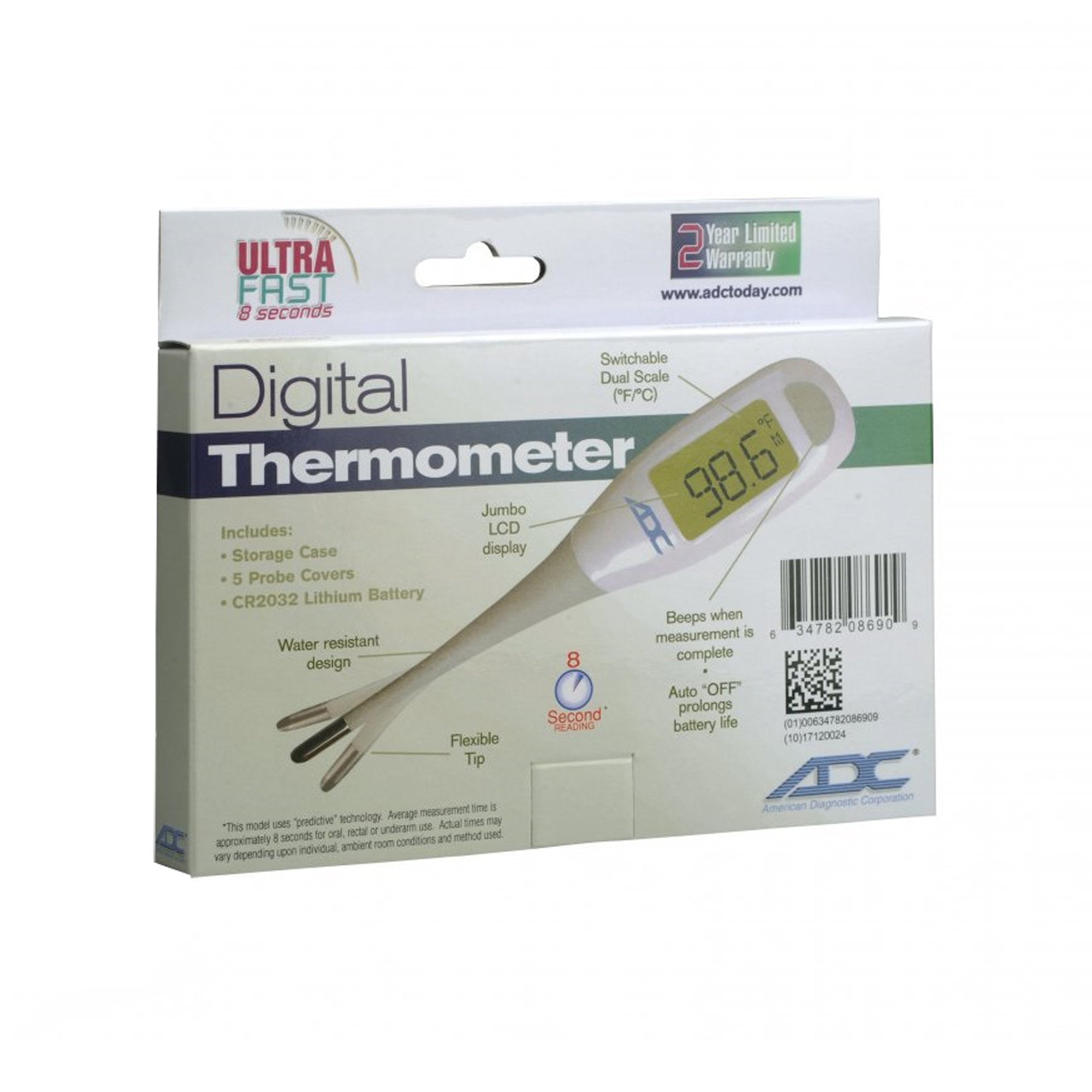 Digital Stick Thermometer Adtemp Oral / Rectal / Axillary Probe Handheld,Packaging Type- Each