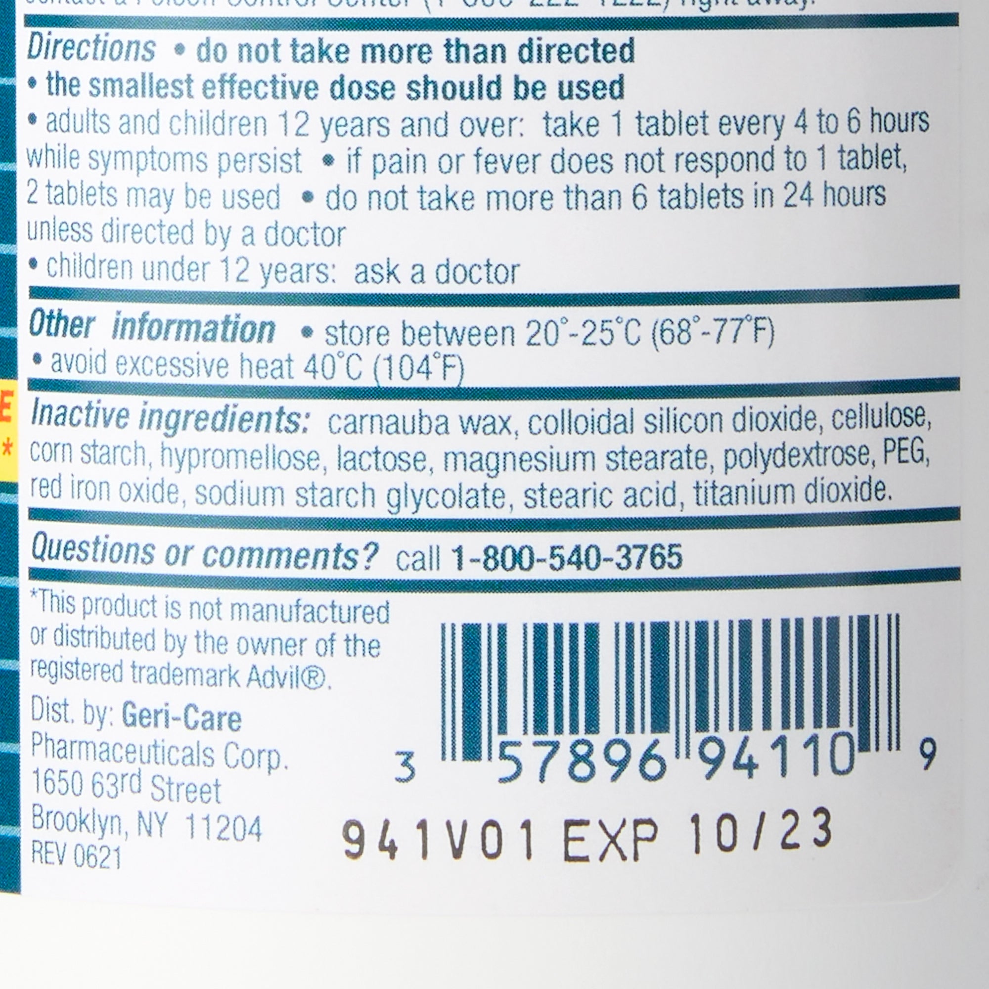 Pain Relief Geri-Care 200 mg Strength Ibuprofen Tablet 1000 Per Bottle, Packaging Type- Case