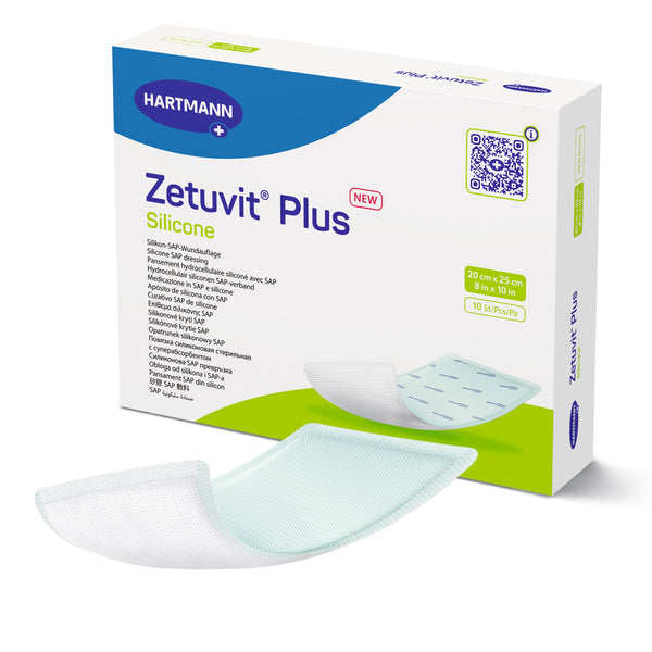 Super Absorbent Dressing Zetuvit Plus Silicone Non-Bordered Nonadhesive 8 X 10 Inch Rectangle,  Packaging Type- Each