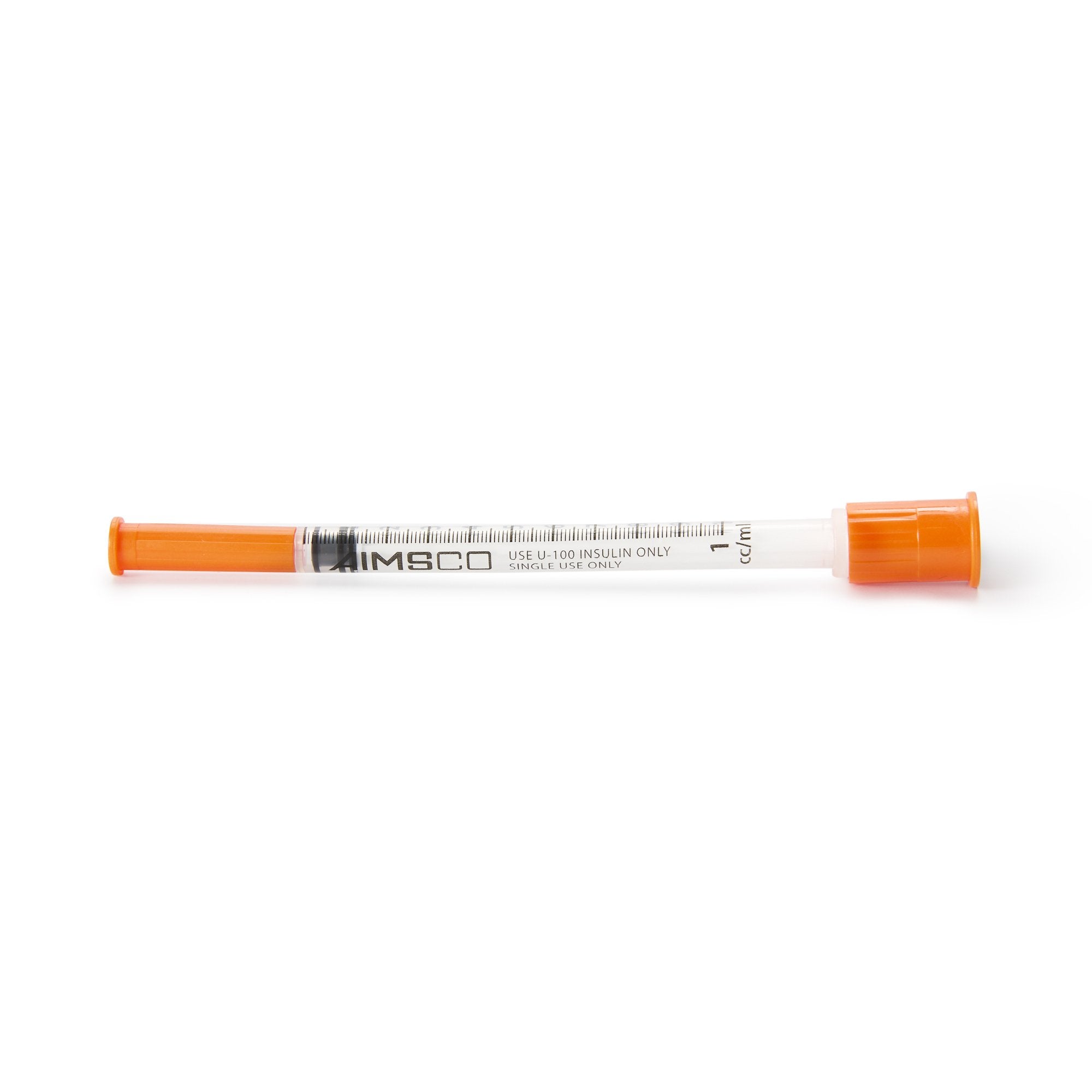 Standard Insulin Syringe with Needle AIMSCO 1 mL 1/2 Inch 28 Gauge NonSafety Ultra Thin Wall,Packaging Type- Box