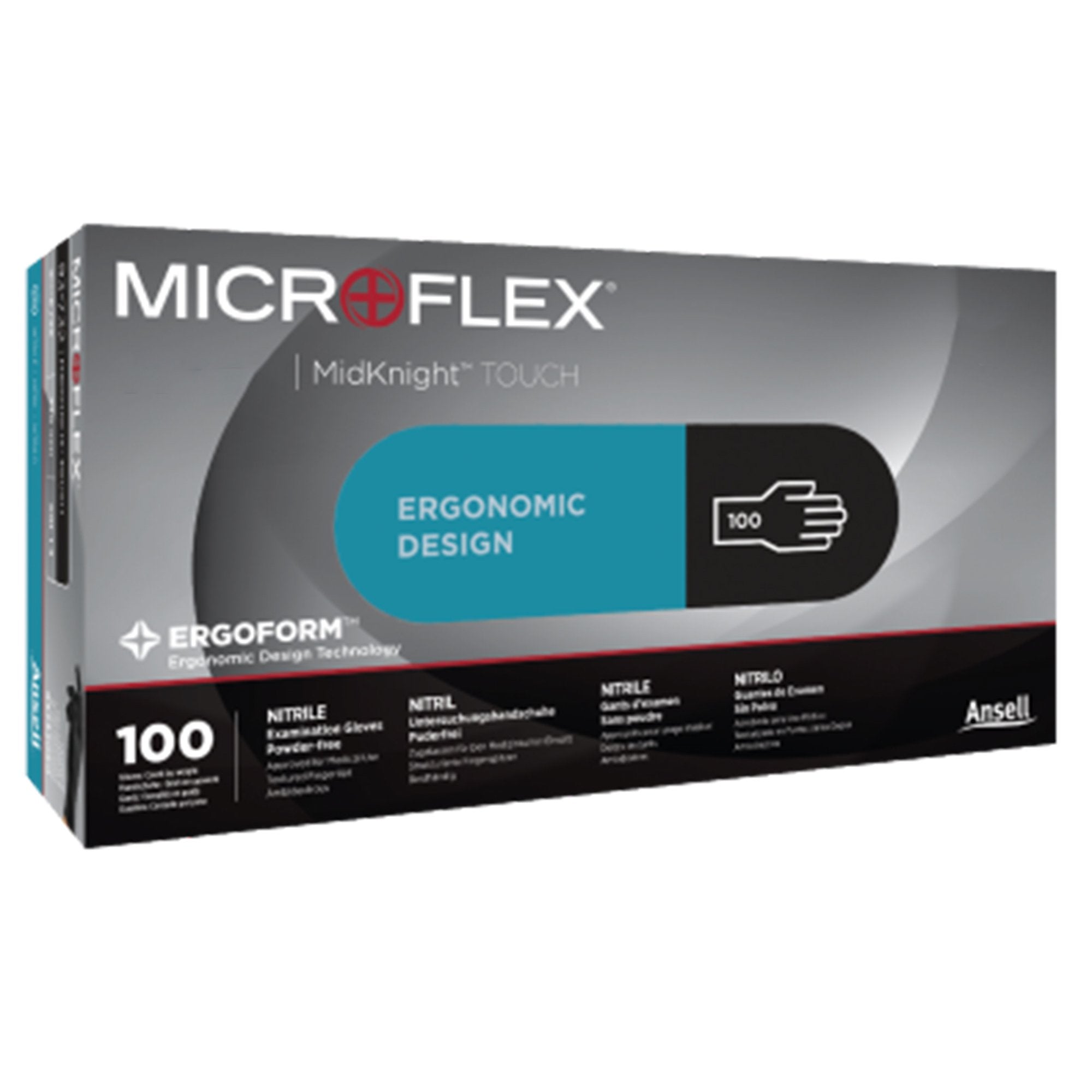 Exam Glove MICROFLEX MidKnight Touch 93-733 Small NonSterile Nitrile Standard Cuff Length Textured Fingertips Black Not Rated