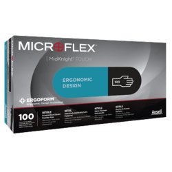 exam glove microflex® midknight™ touch 93 733 small nonsterile nitrile standard cuff length textured fingertips black not rated