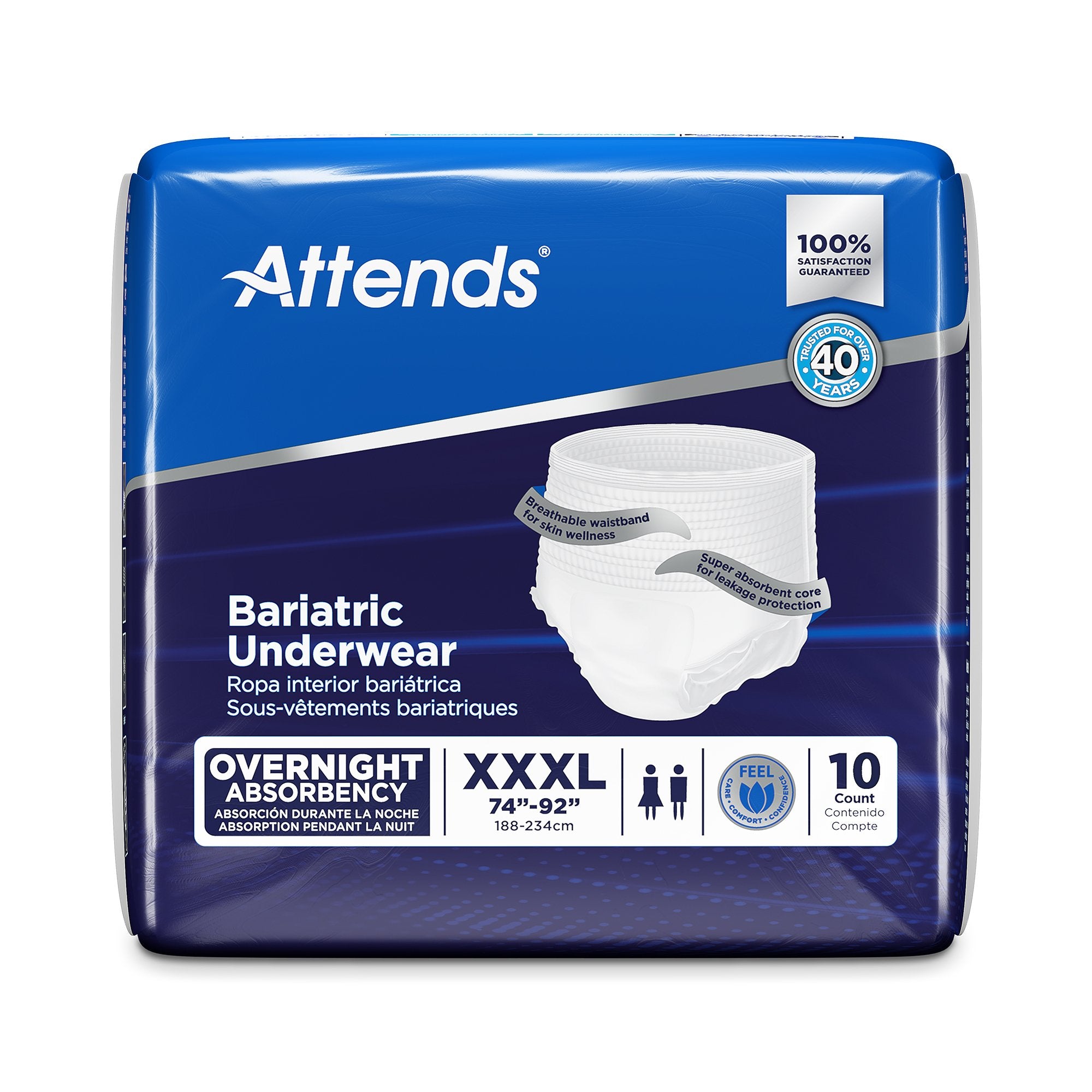 Unisex Adult Absorbent Underwear Attends Bariatric Pull On with Tear Away Seams 3X-Large Disposable Heavy Absorbency, Packaging Type- Case